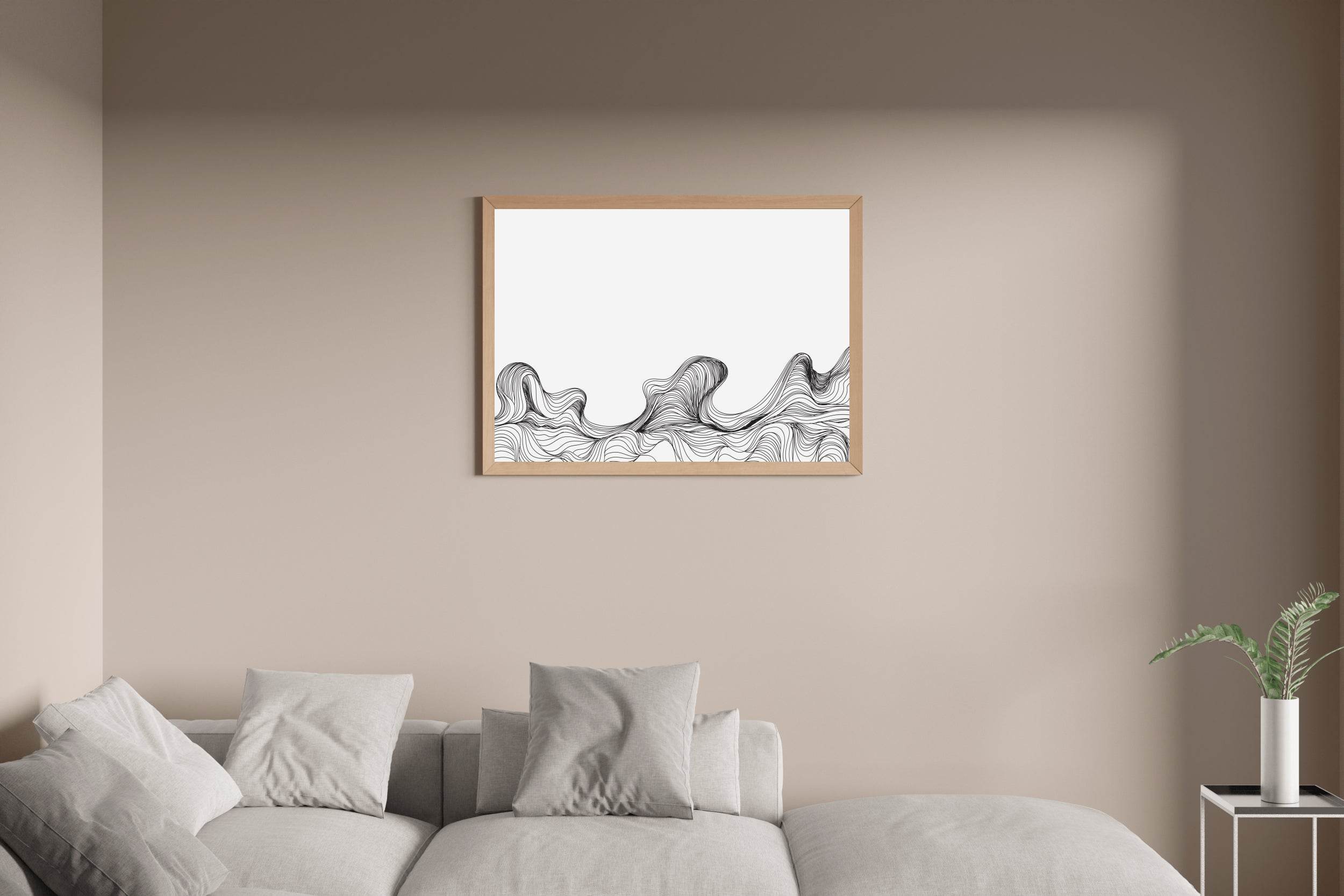 Handdrawn Thin Waves Abstract Wall Art - beink online art store