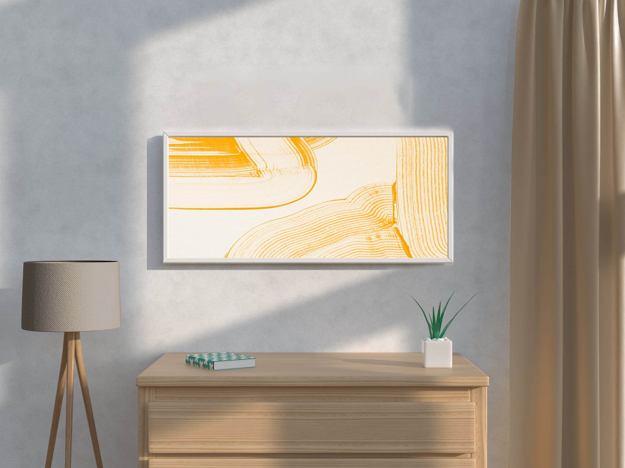 Yellow Brush Strokes Abstract Wall Art - beink online art store