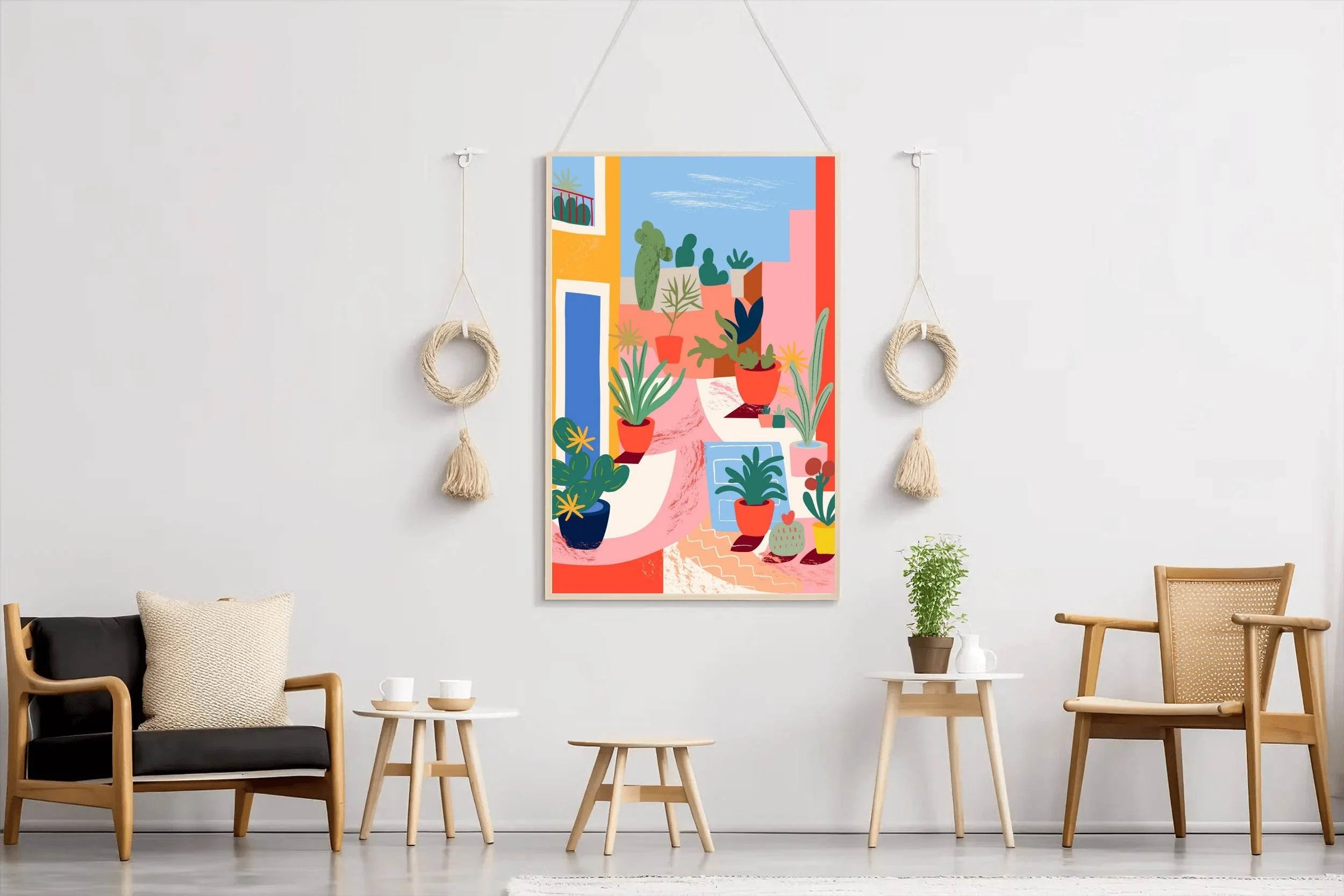 Painting Cactus Pots In The Yard - beink online art store