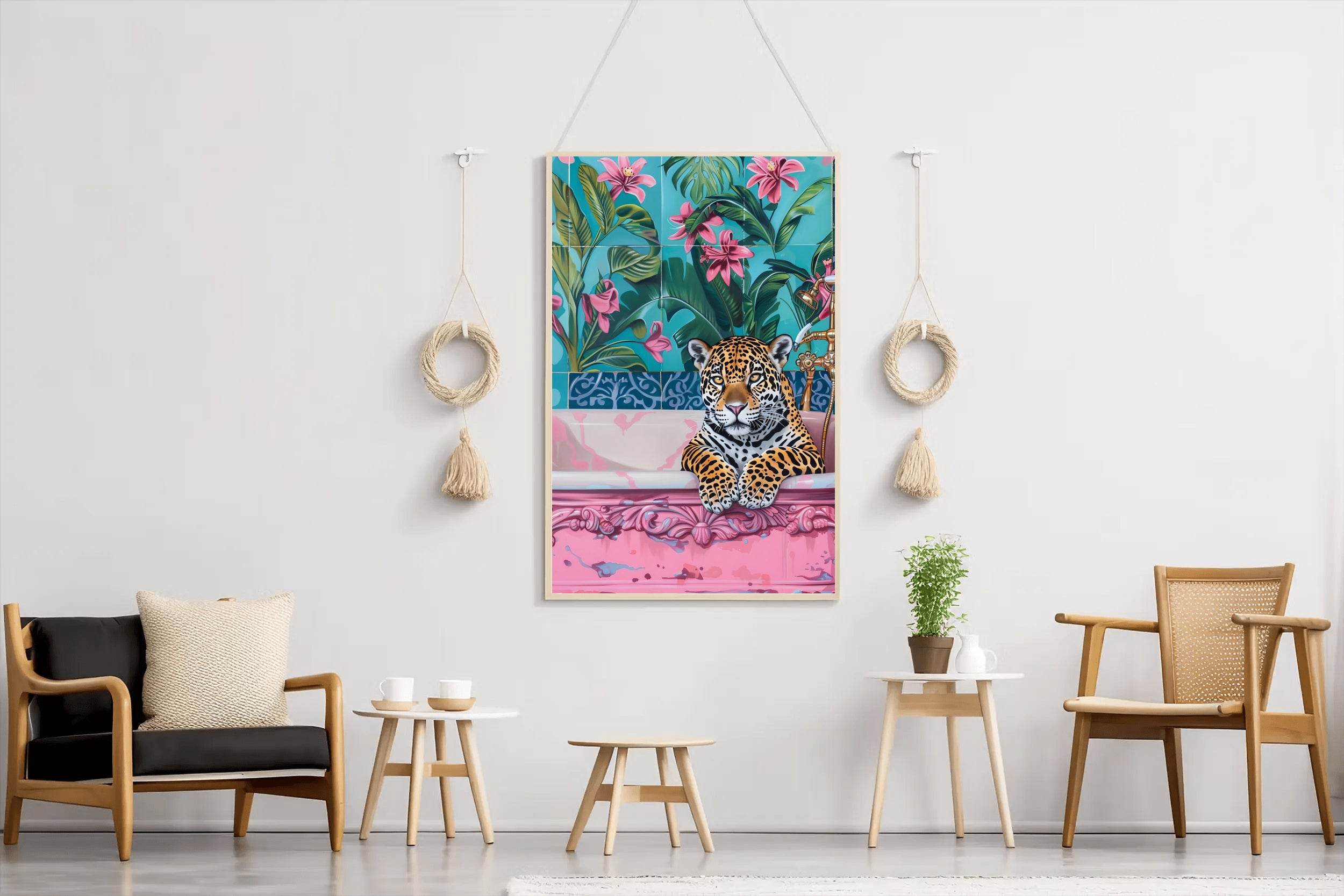 Oil Painting of Leopard in Bathtub - beink online art store