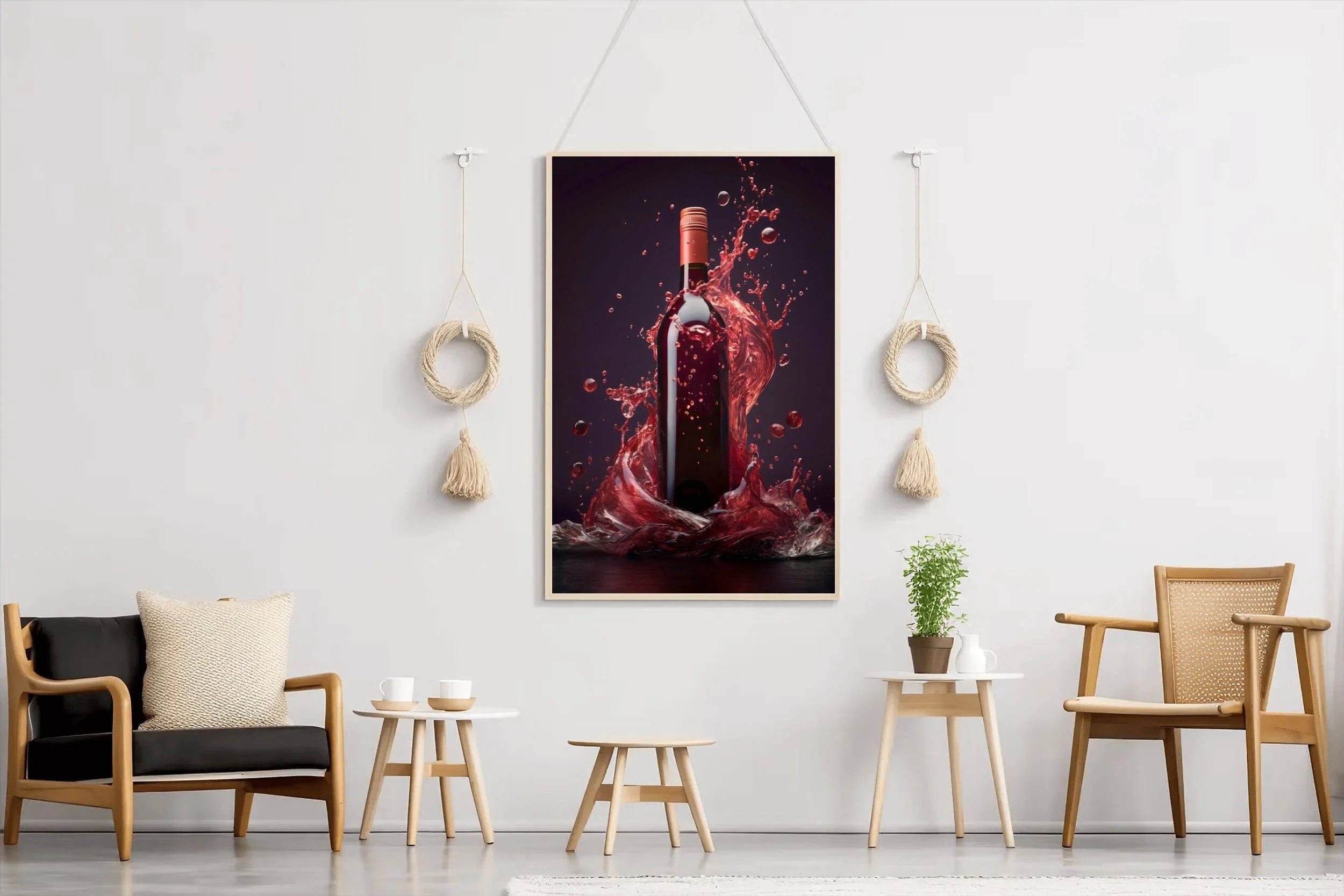 Red Wine Bottle With Purple Background Wall Art - beink online art store
