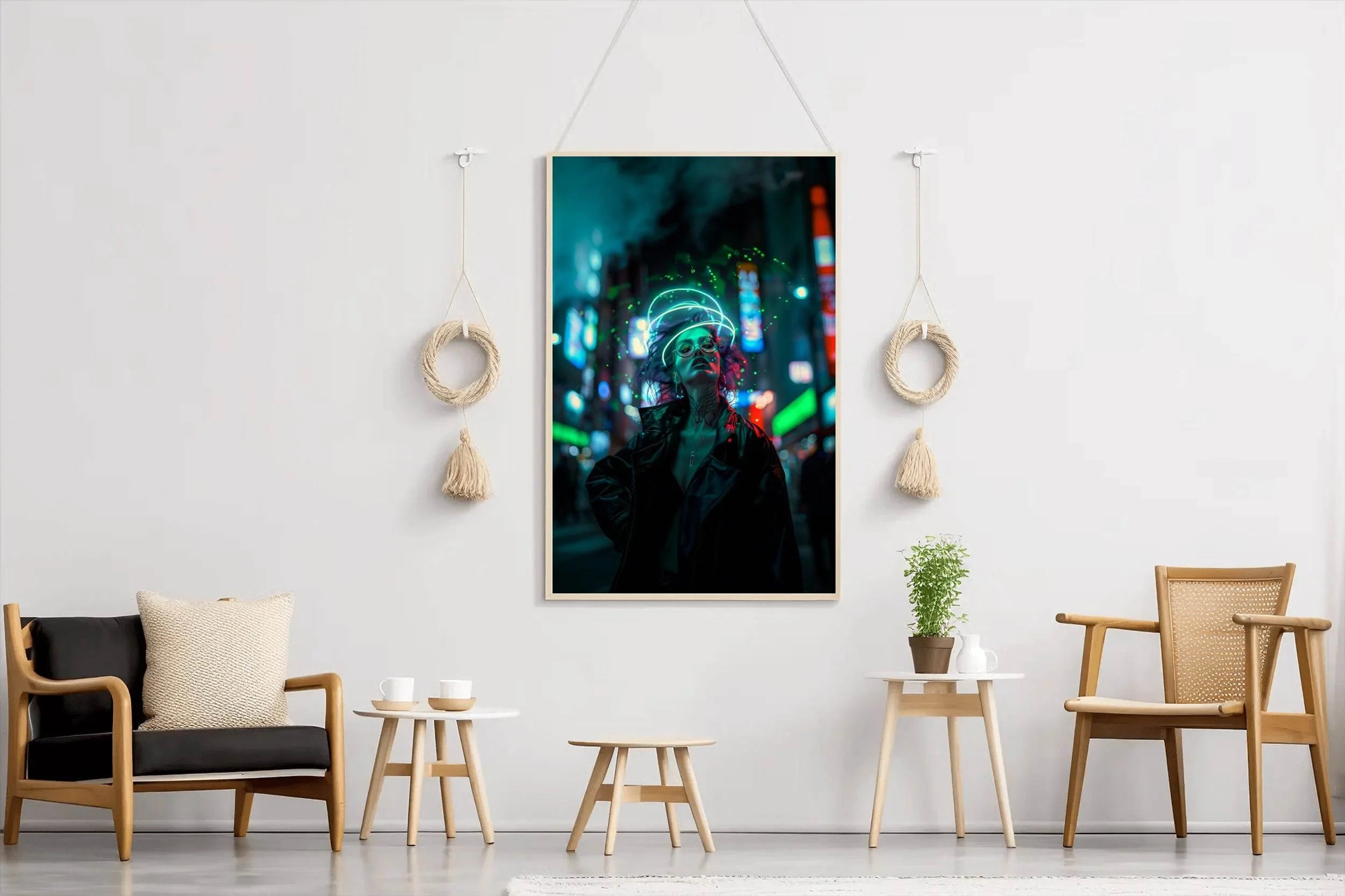 Woman In Neon Cyberpunk Clothes Wall Art - beink online art store