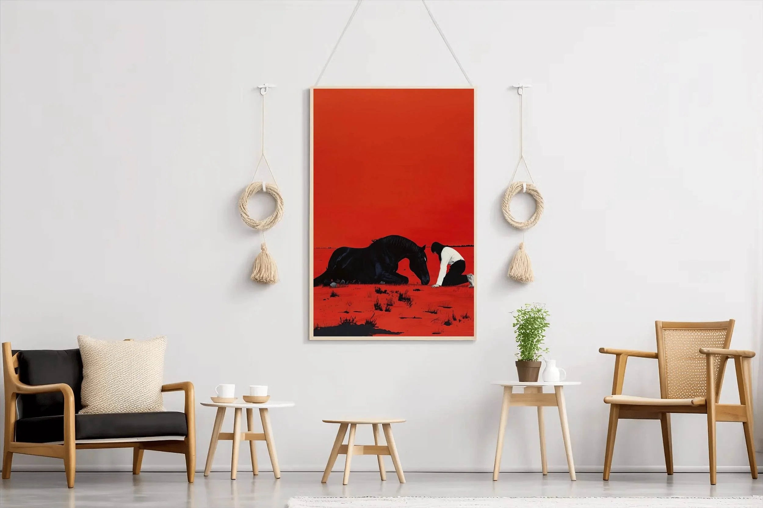 Black Horse Sitting Wall Art - beink online art store