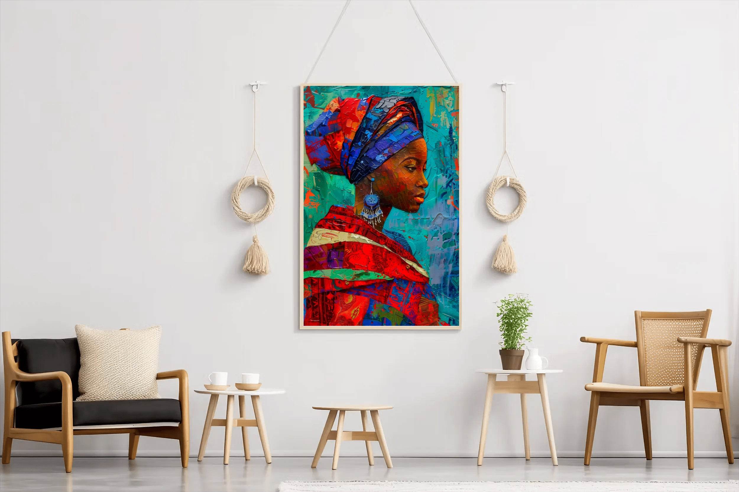 Colorful Scarf African Woman Wall Art - beink online art store
