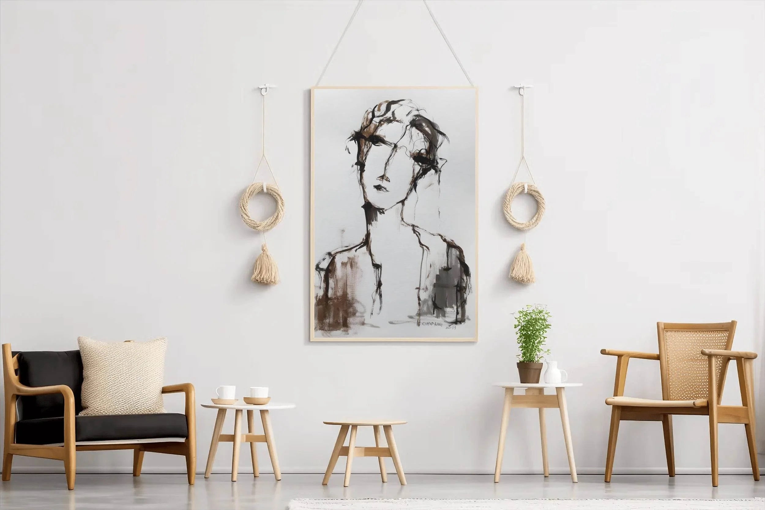 Ink and Watercolor Expressive Face Wall Art - beink online art store