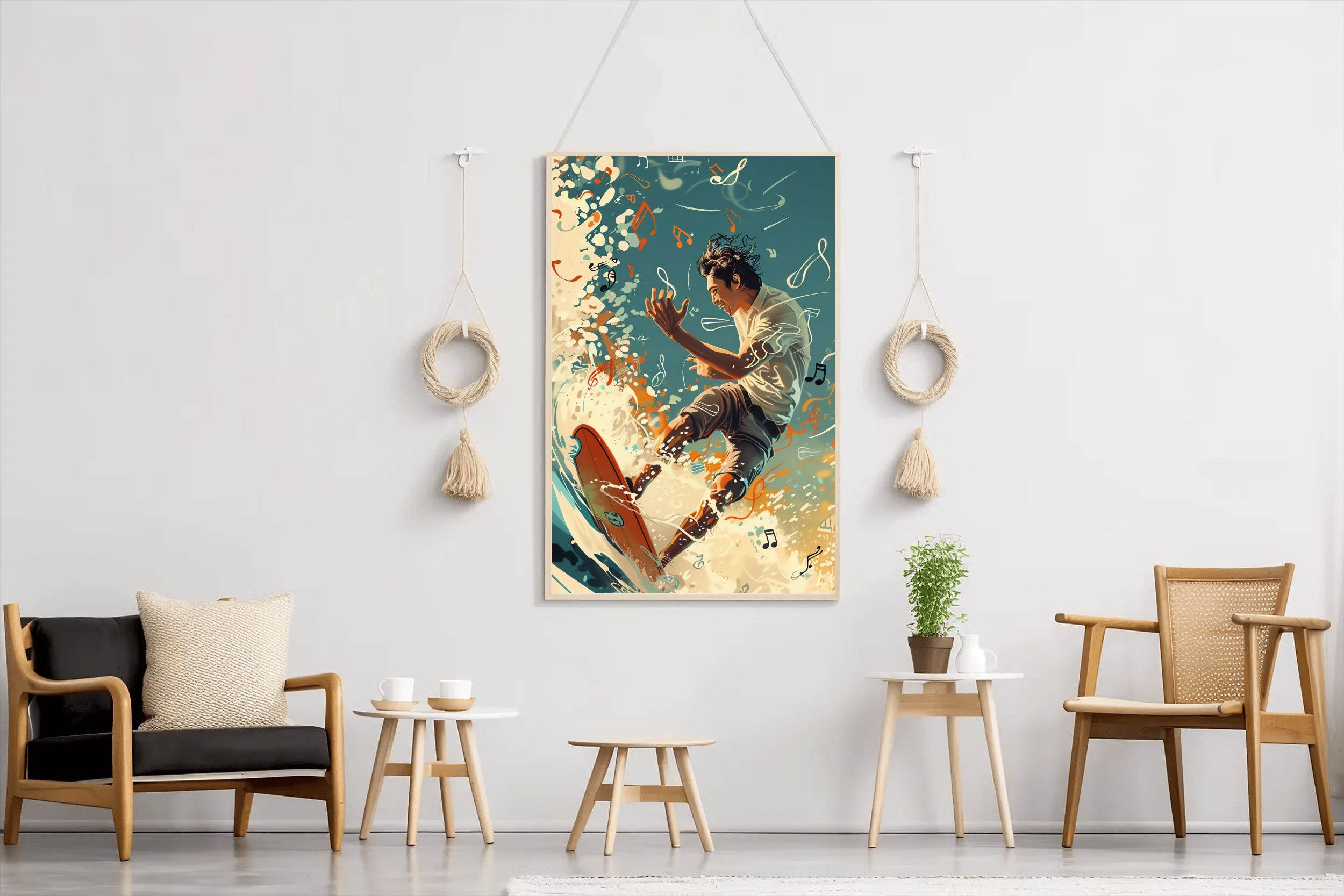 Skiing On Musical Notes Wall Art - beink online art store