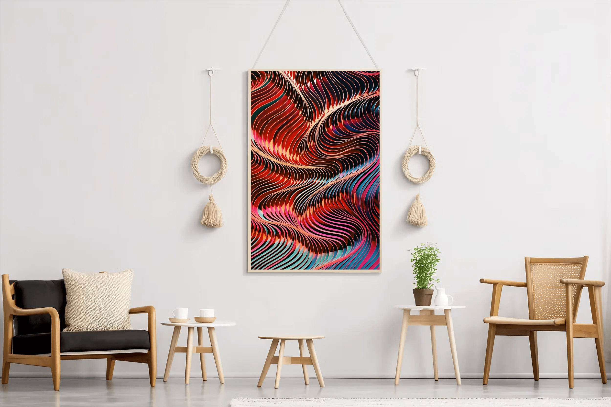 Dark Multicolor Lines Abstract Wall Art - beink online art store
