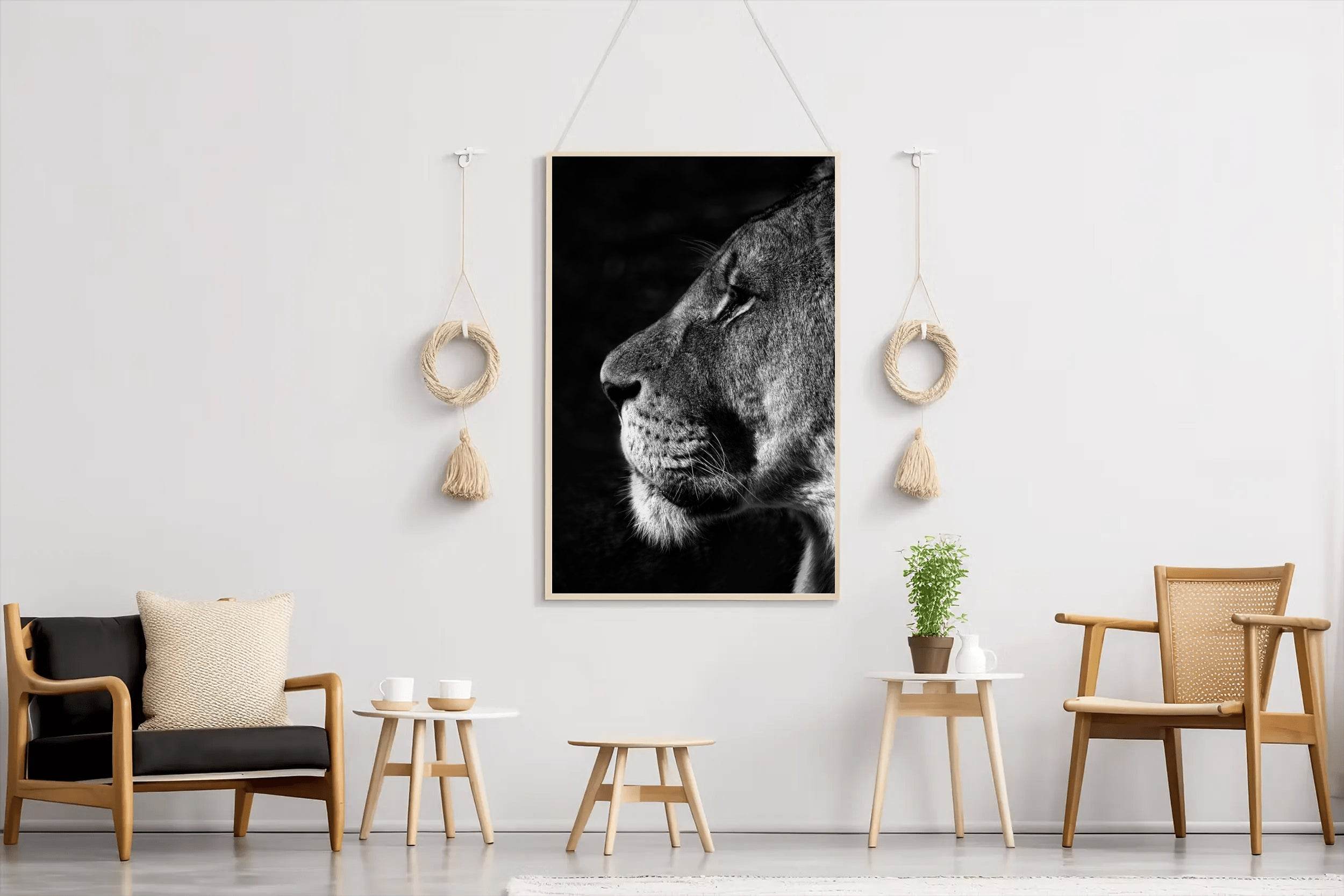 Barbary Lion Black & White Wall Art - beink online art store