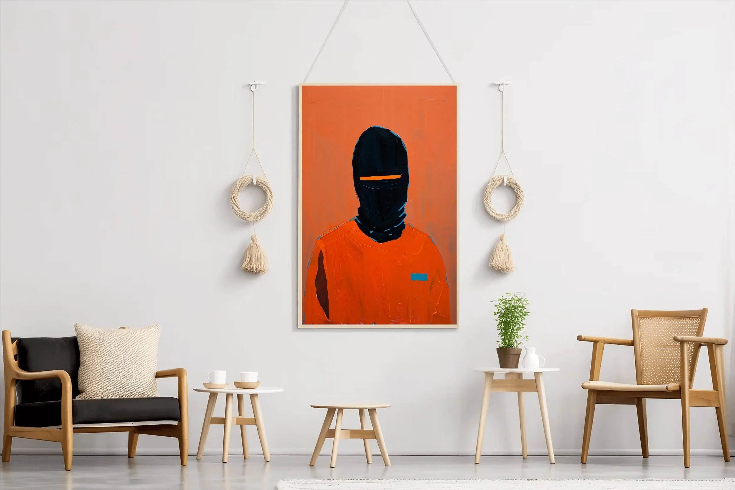 Men in Black Mask Painting Wall Art - beink online art store