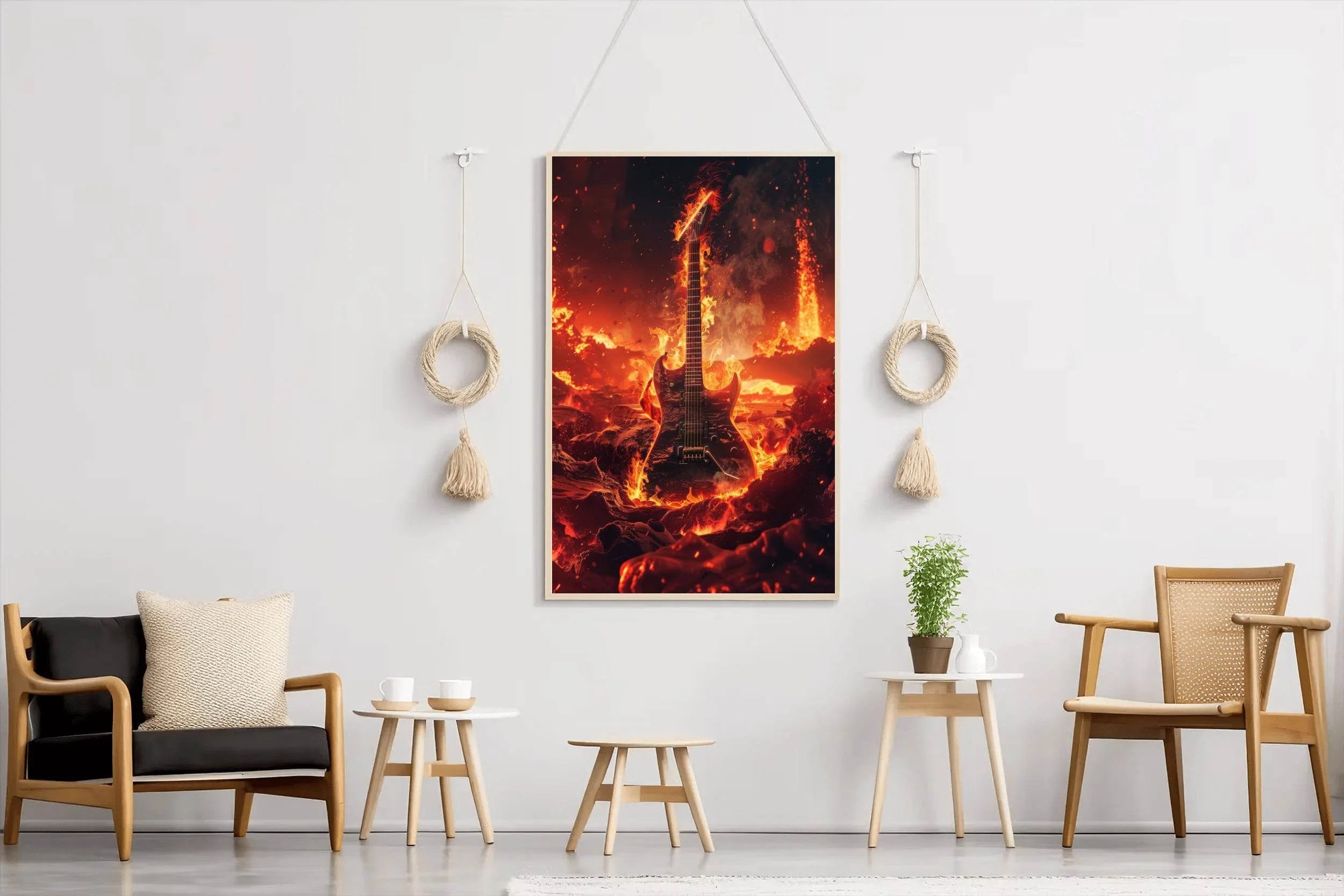 Fiery Rock Guitar Wall Art - beink online art store