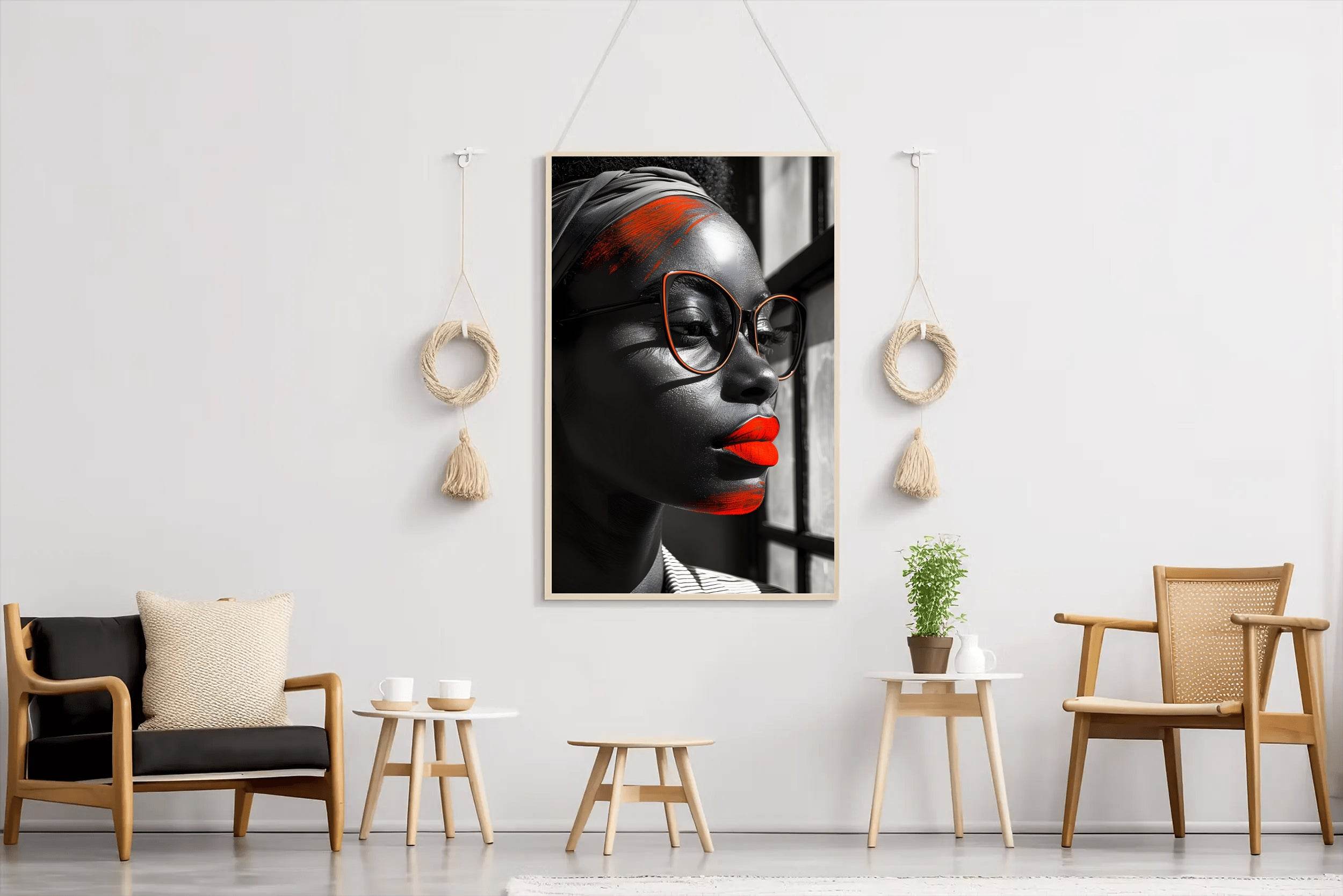 Cat Eye Glasses With Red Frame Wall Art - beink online art store