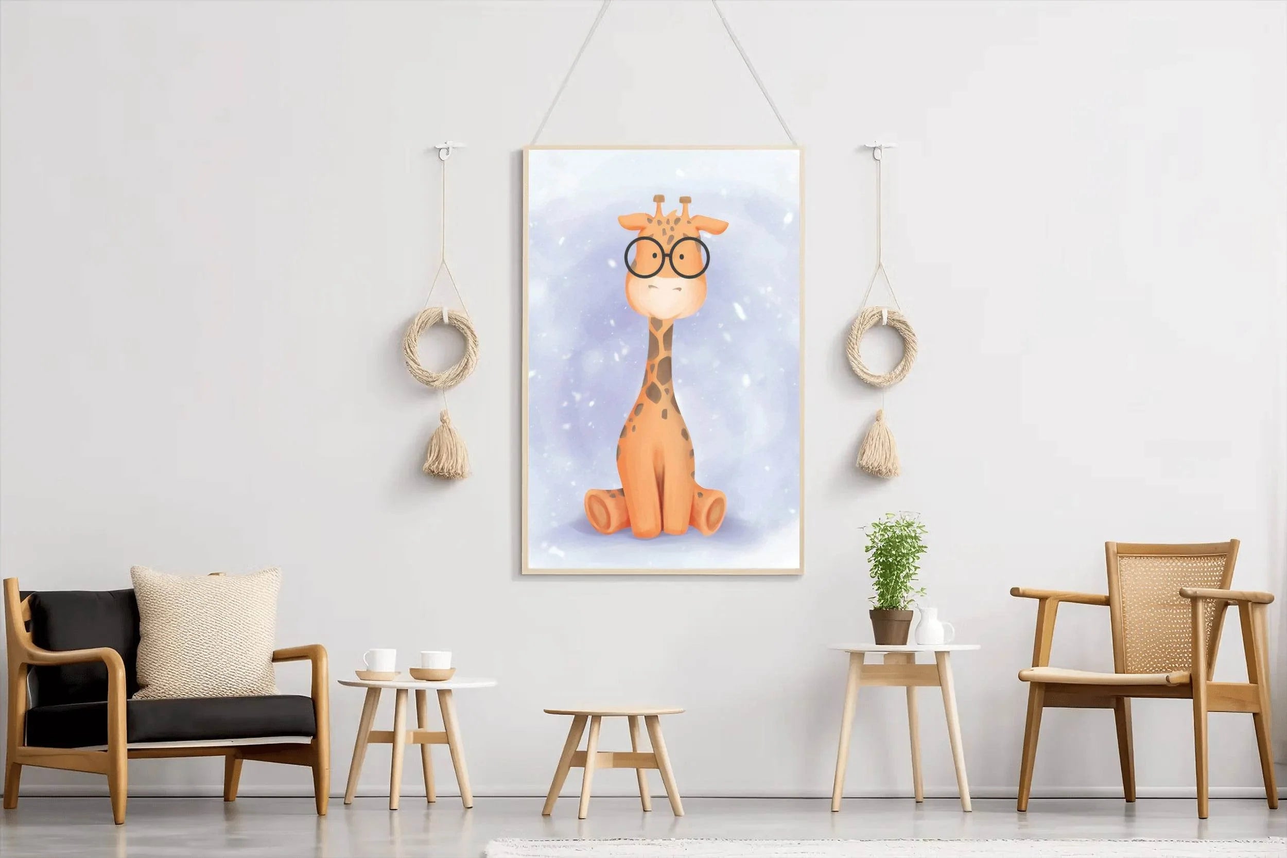 Watercolor Giraffe Wearing Glasses - beink online art store