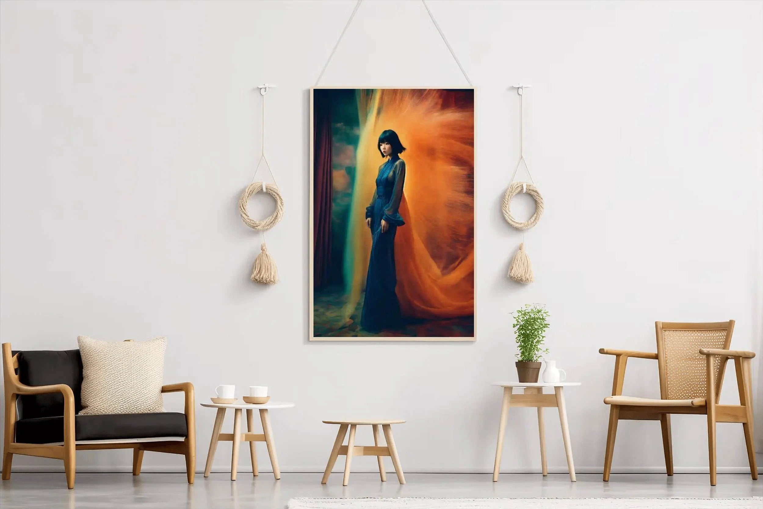 Blue Long Maximalist Dress Model Wall Art - beink online art store