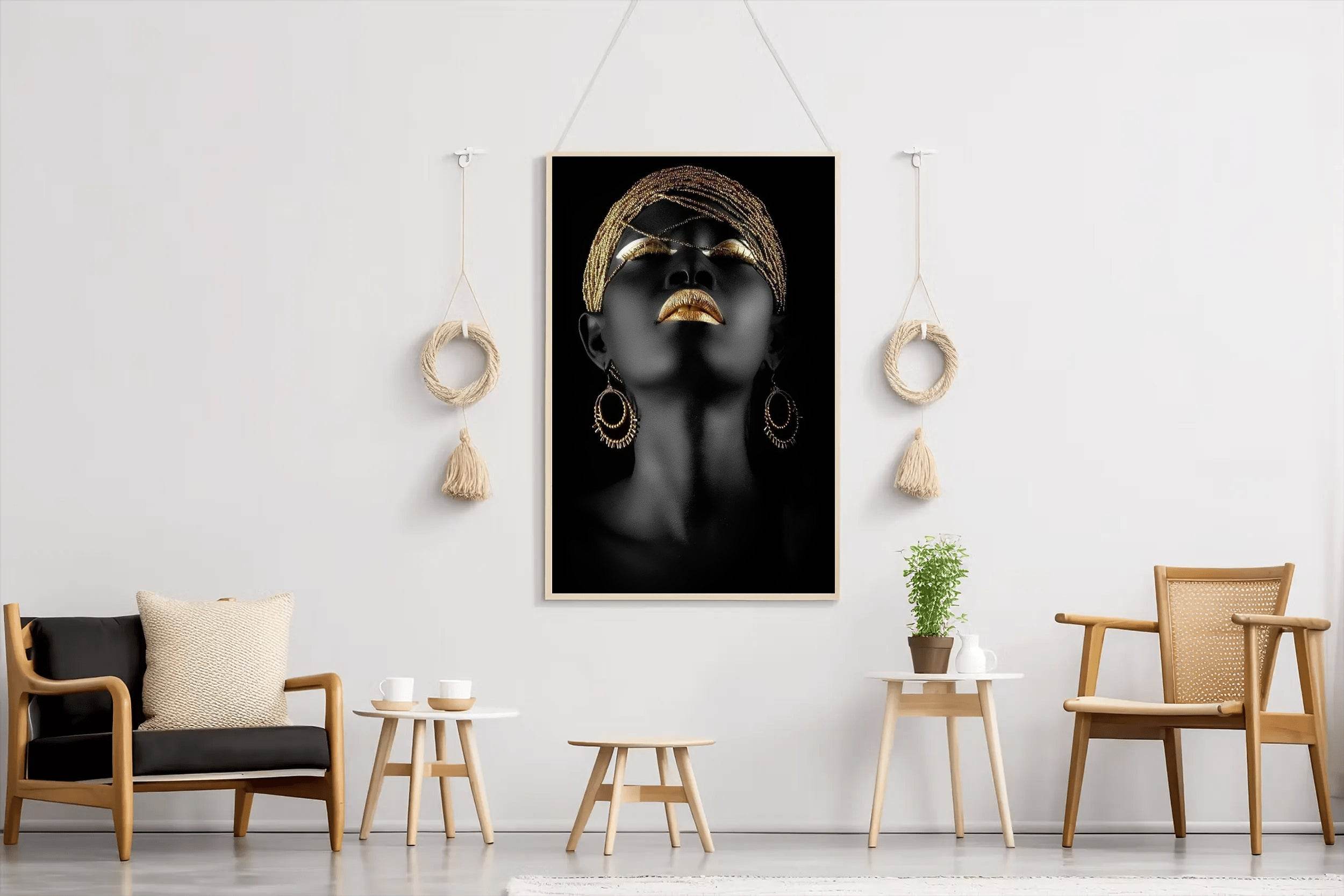 Girl Black Woman with Gold Wall Art - beink online art store