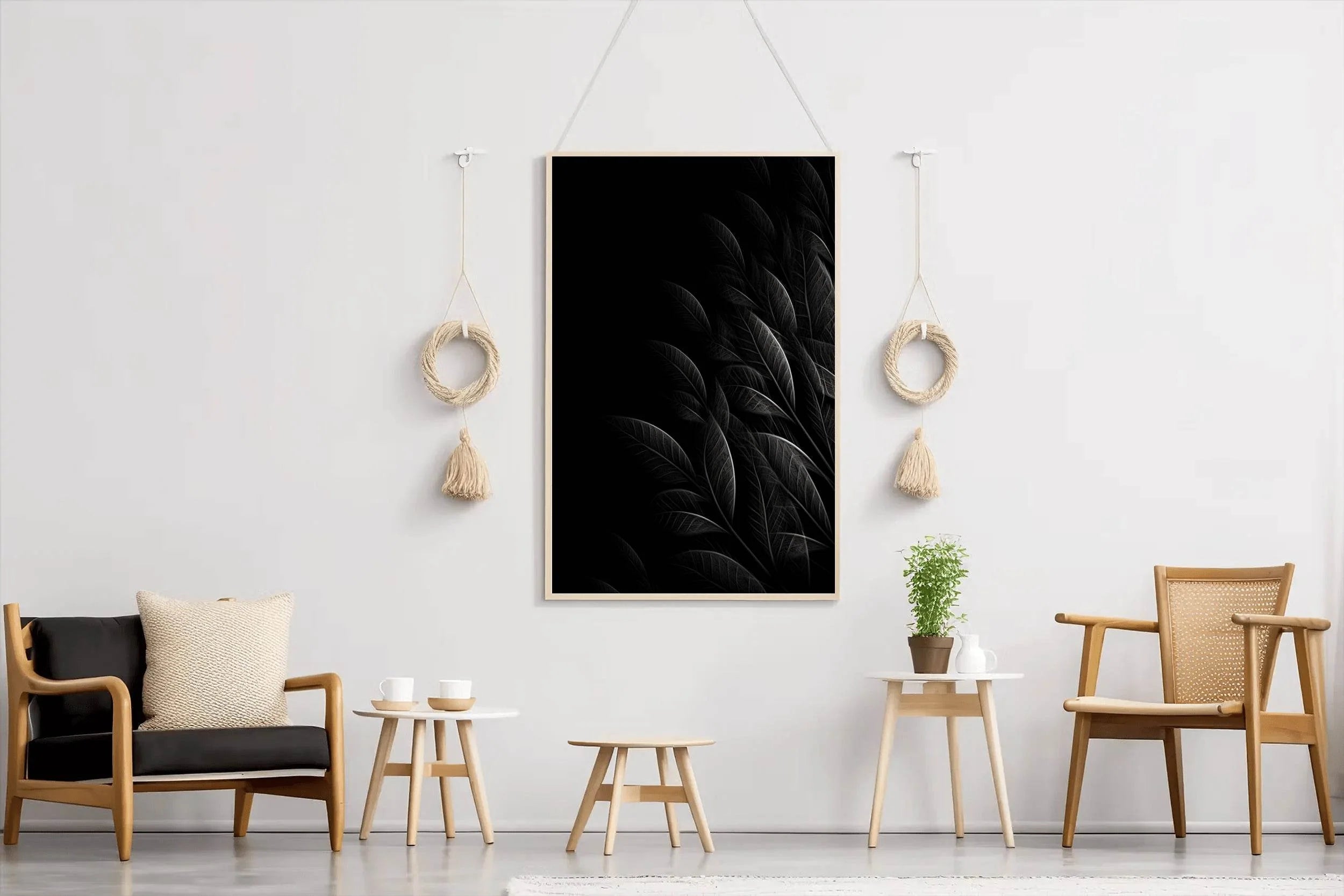 Leaf Background Black & White Wall Art - beink online art store