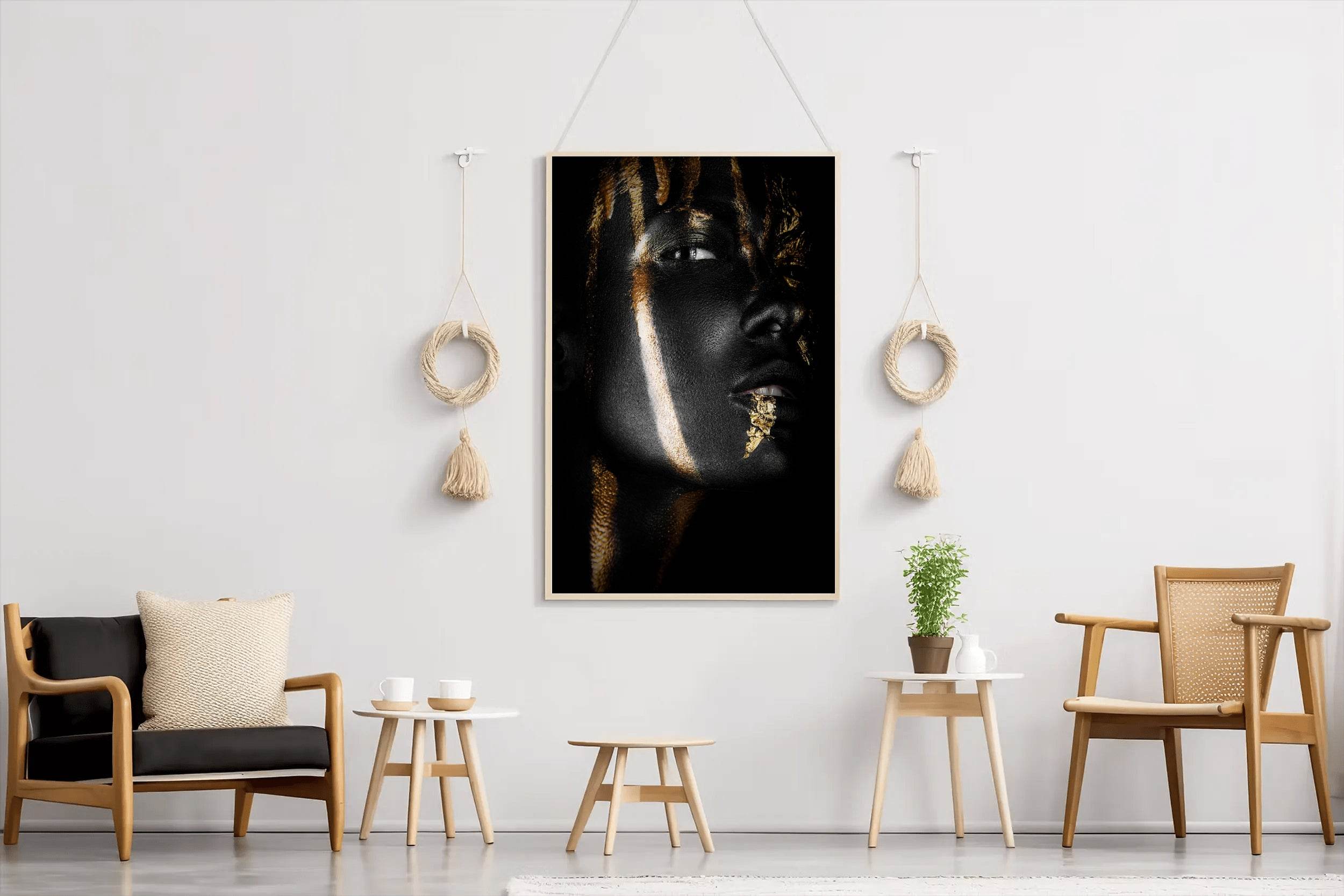 Woman With Golden Color in Her Face And Hair - beink online art store