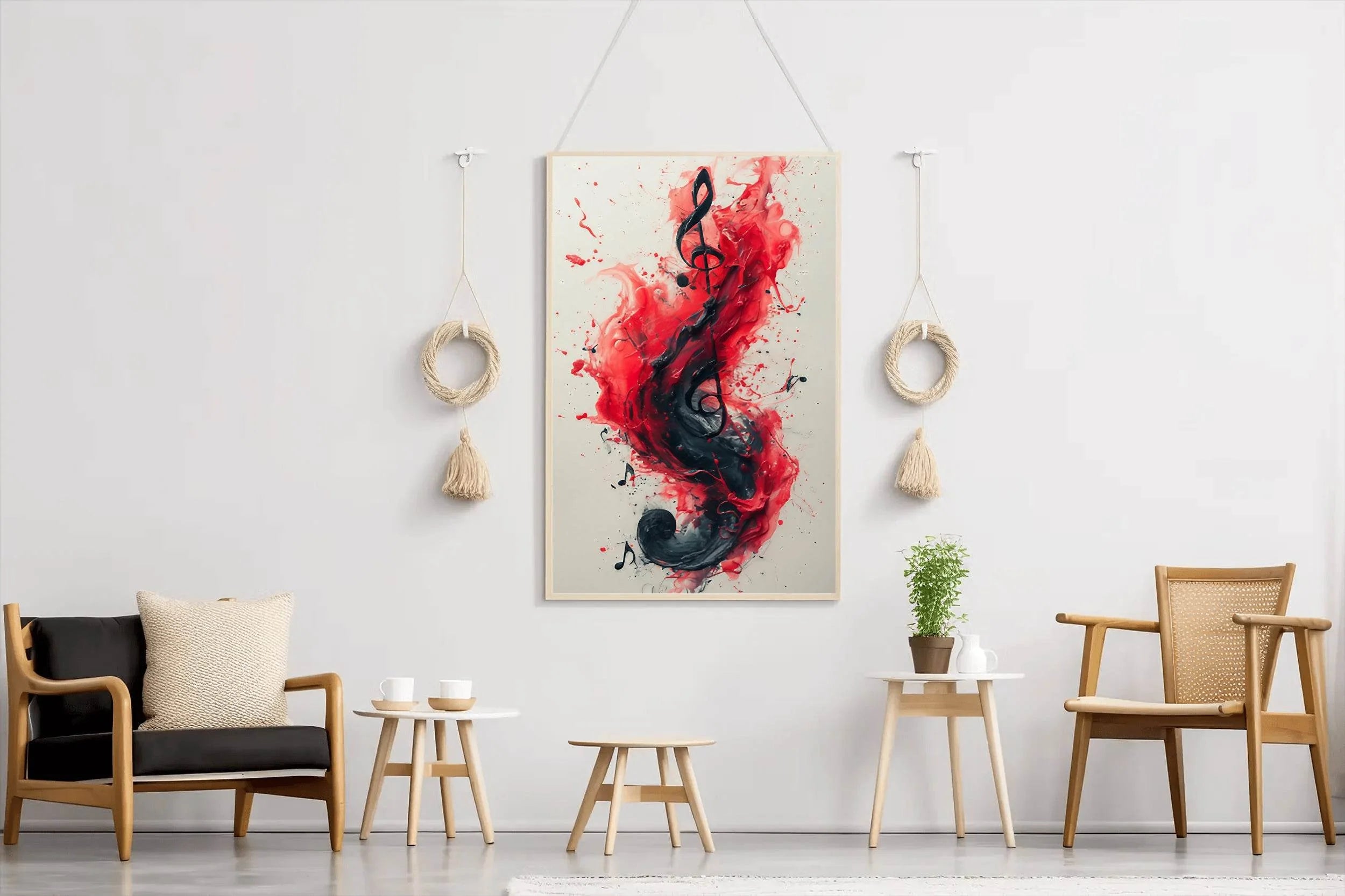 Red Musical Note Wall Aert - beink online art store