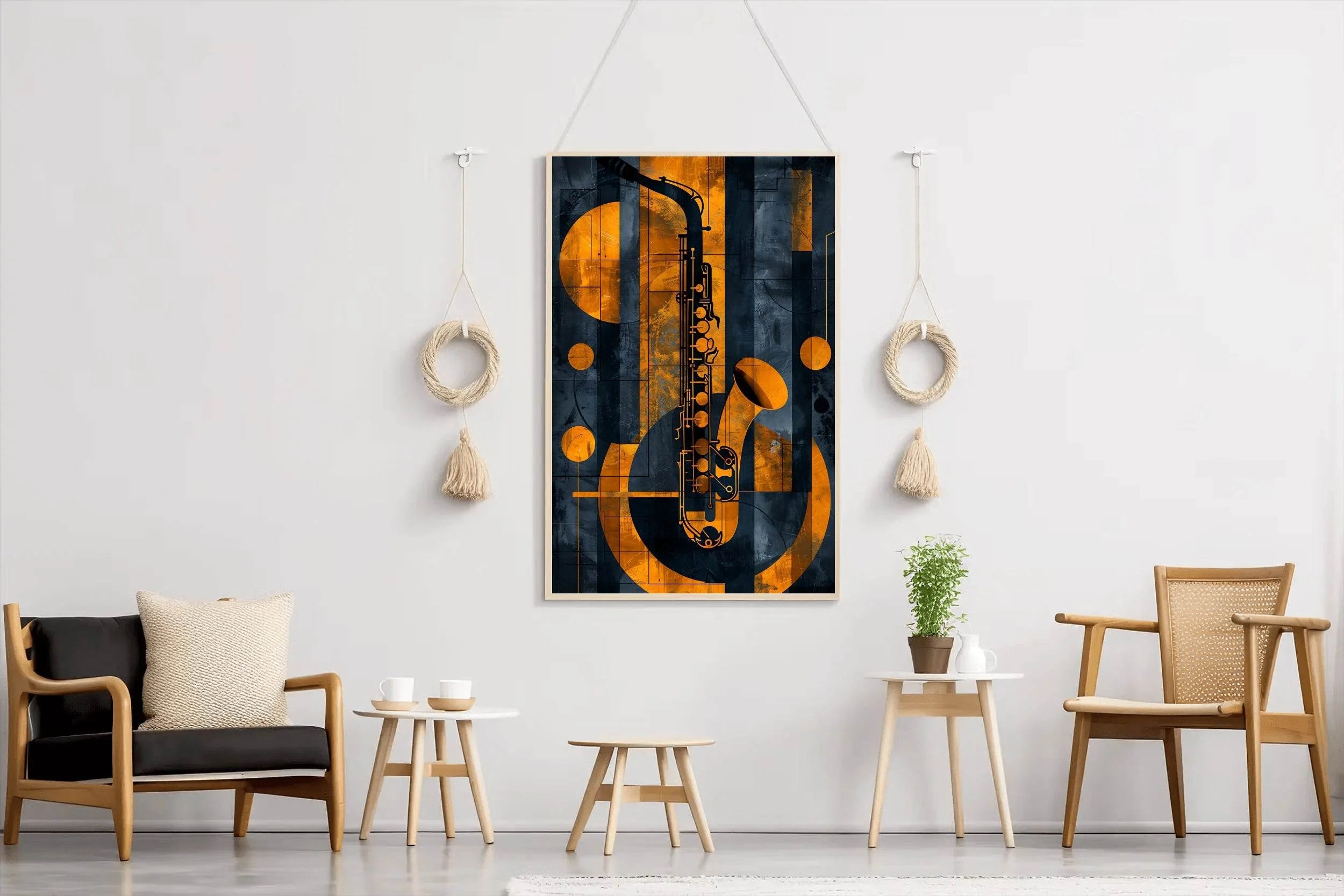 Saxophone With Yellow Lines Wall Art - beink online art store
