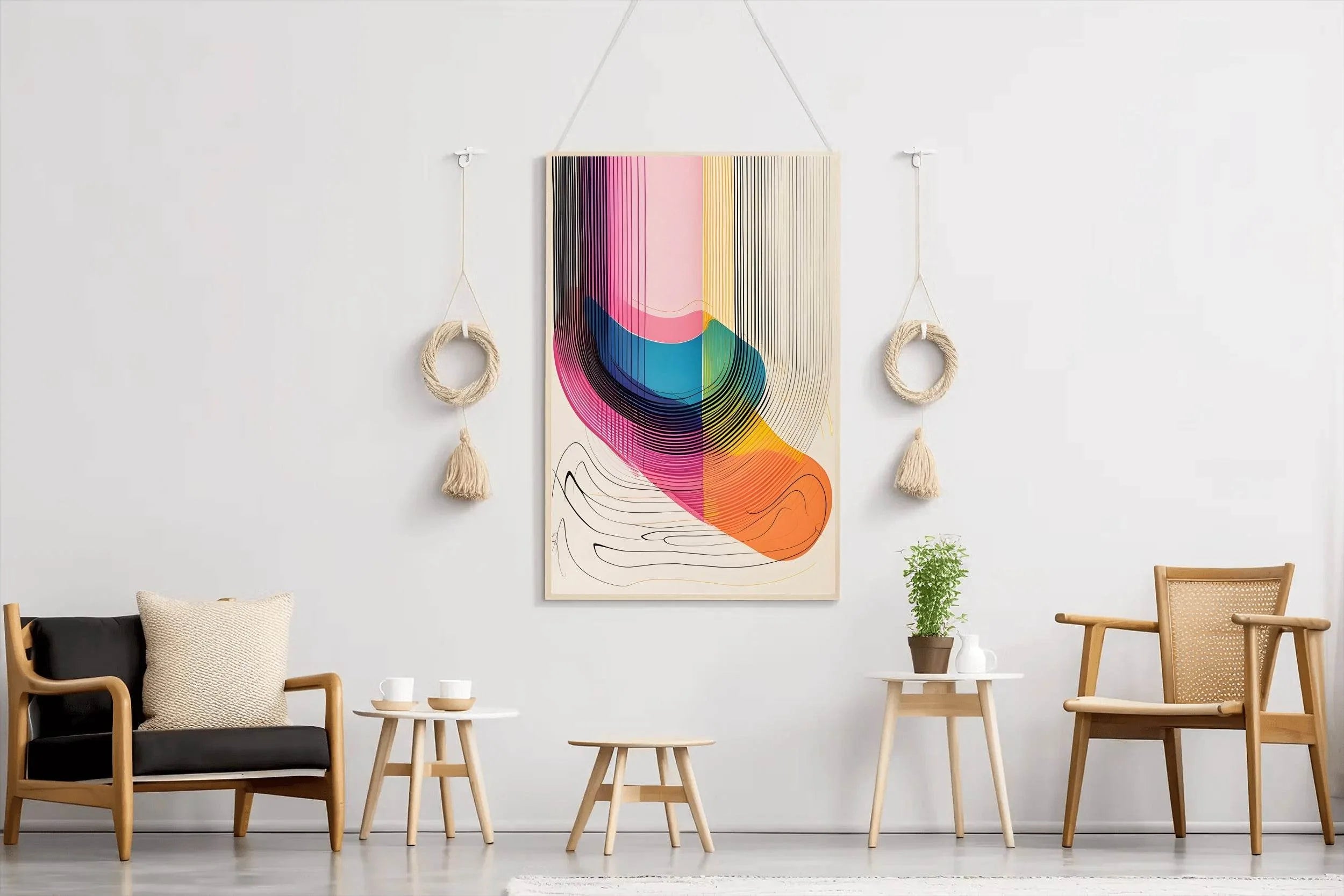 A Close Up of a Colorful Wavy Pattern Digital Art - beink online art store