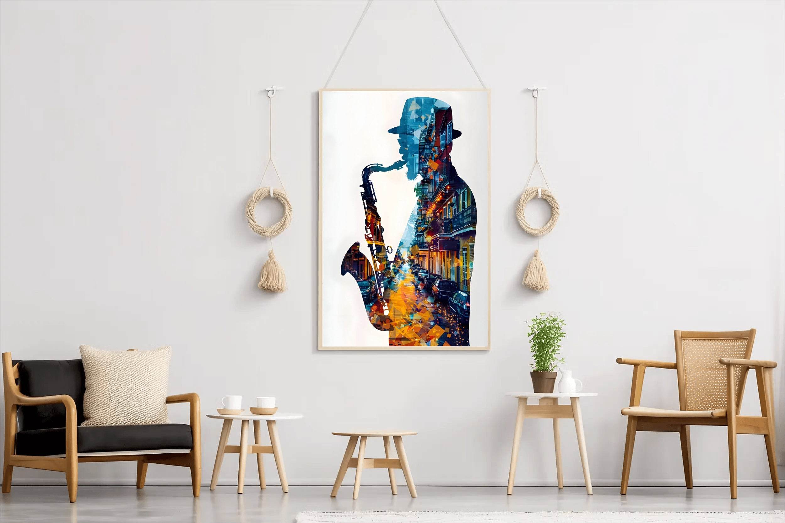 African Male Saxophonist Wall Art - beink online art store
