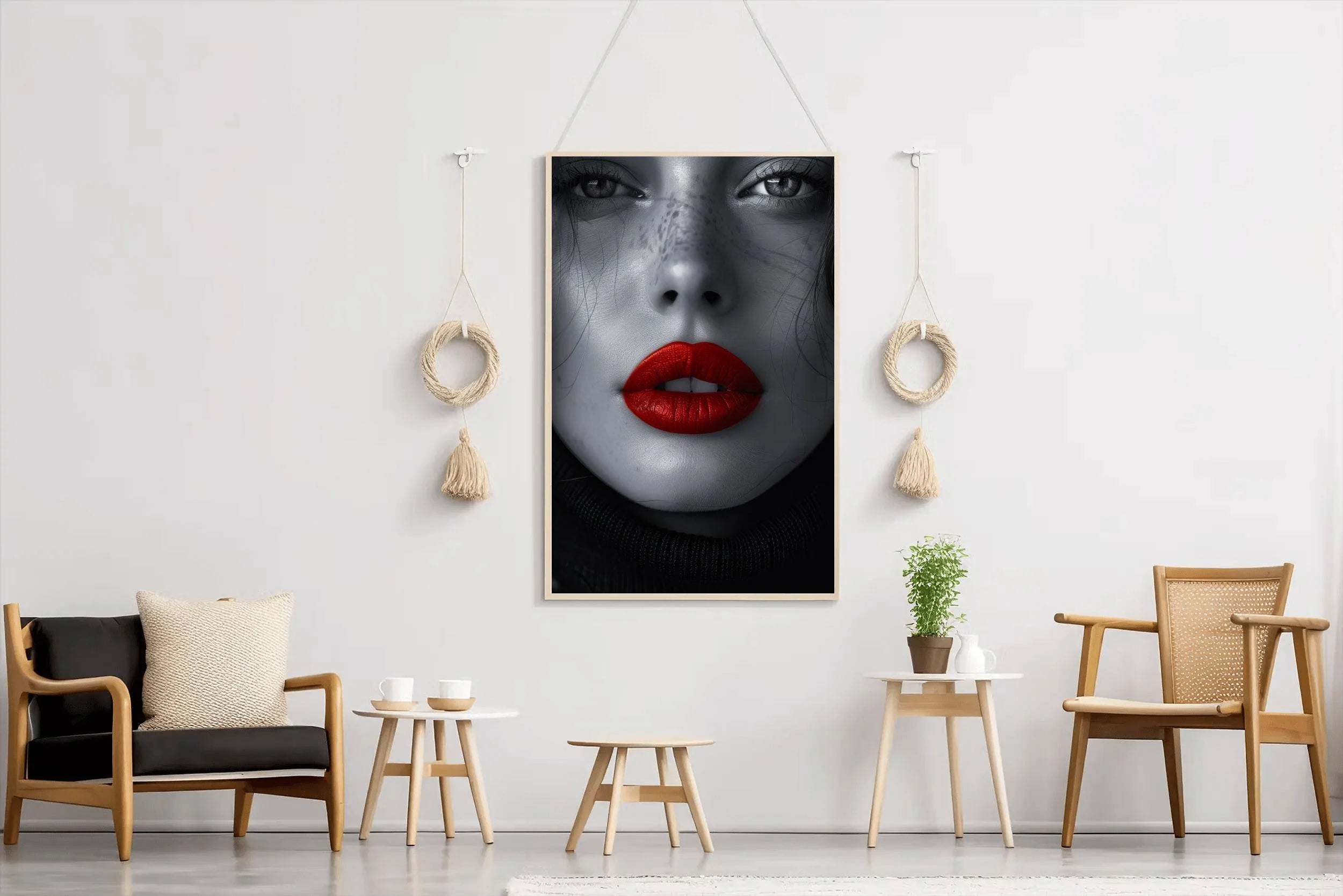 A Woman face With Red Lipstick Wall Art - beink online art store