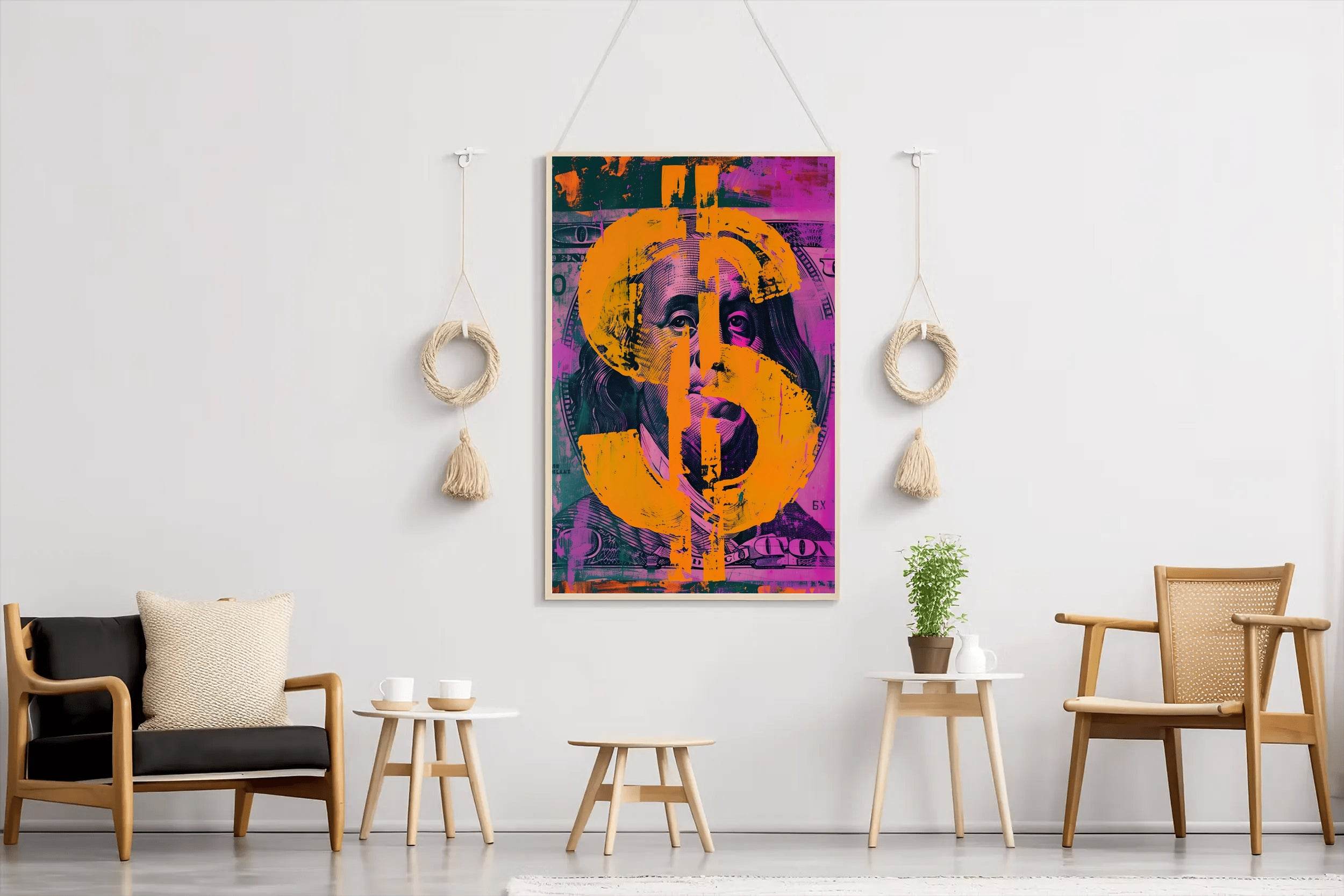 Dollar Sign Overlaying Benjamin Franklin's Portrait Wall Art - beink online art store