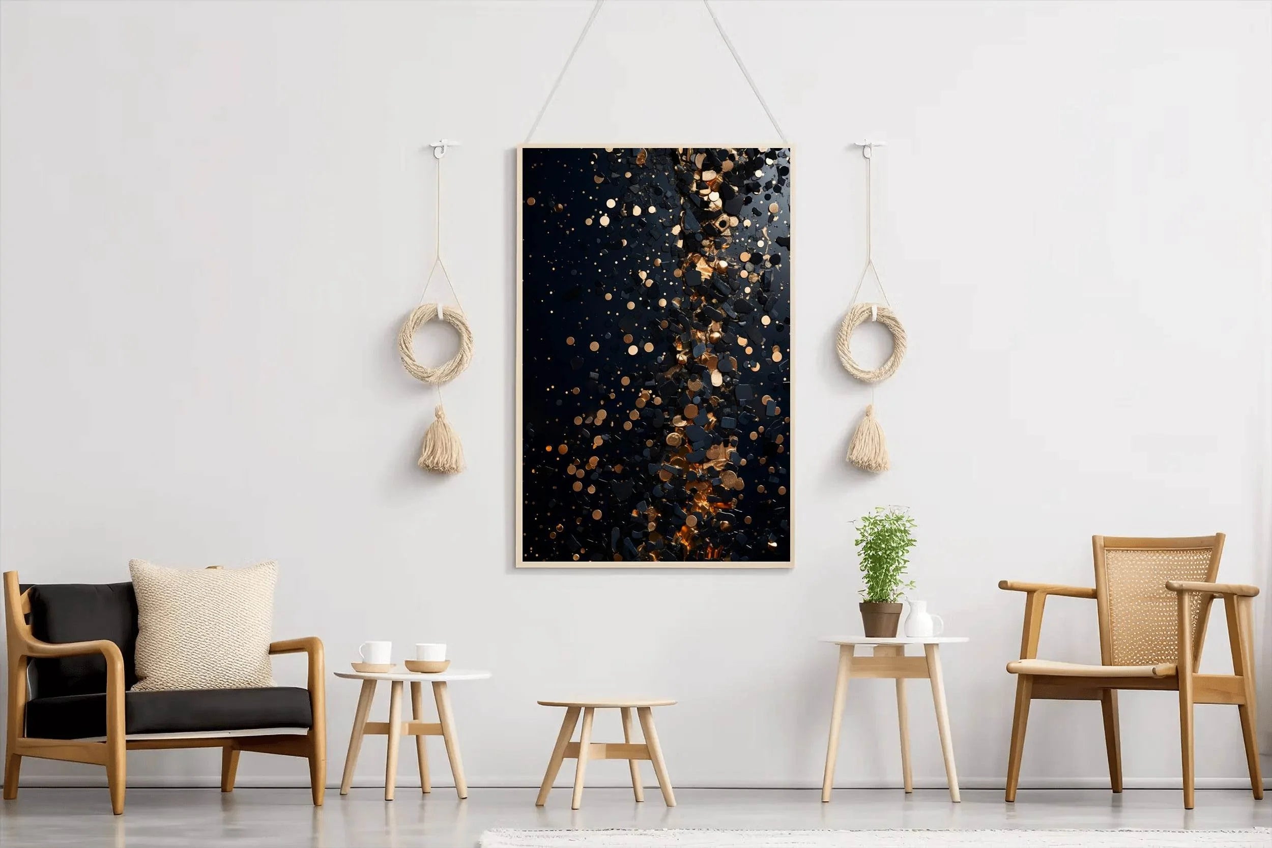 Closeup of goldpainted black surface - beink online art store