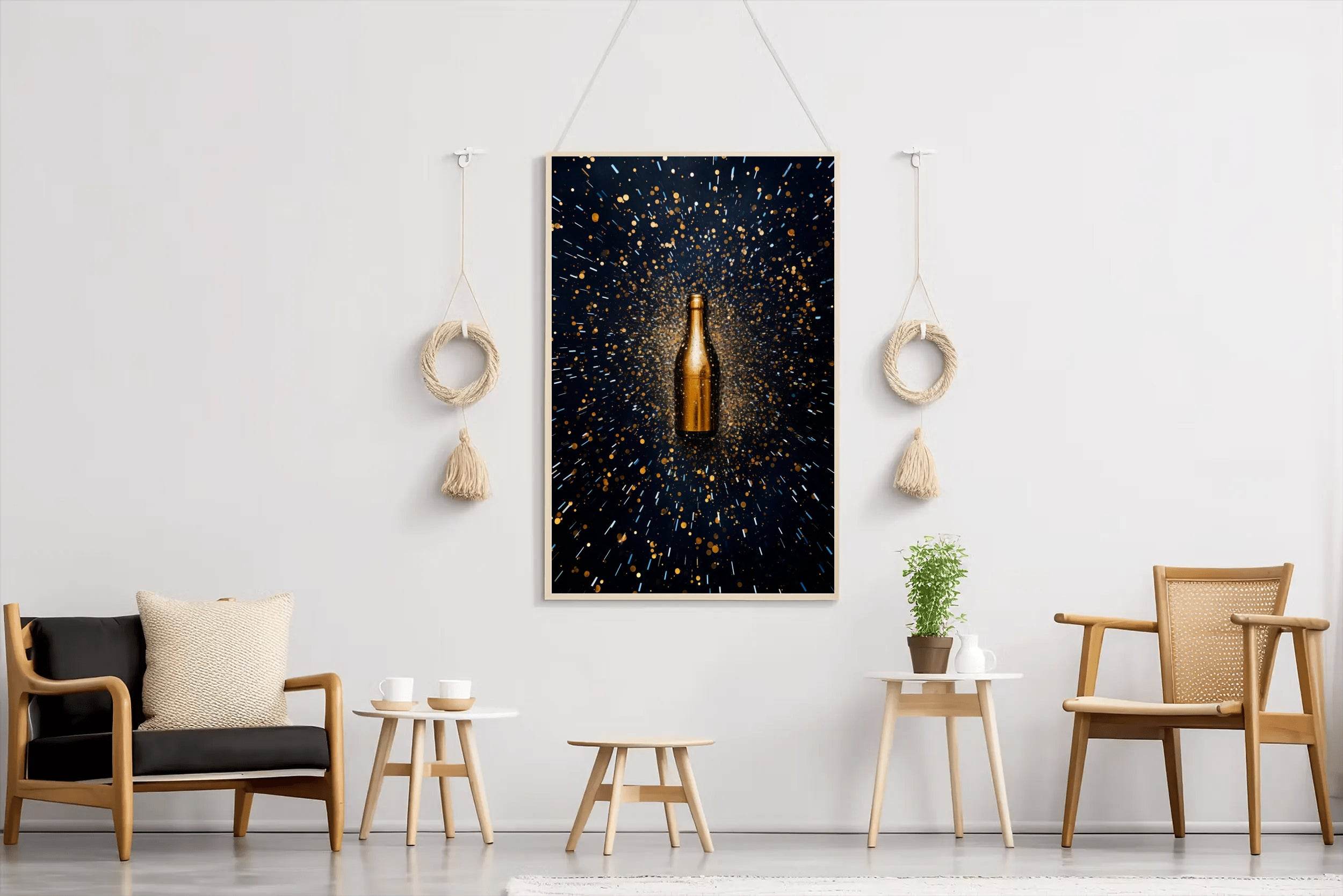 Golden Bottle Wall Art - beink online art store
