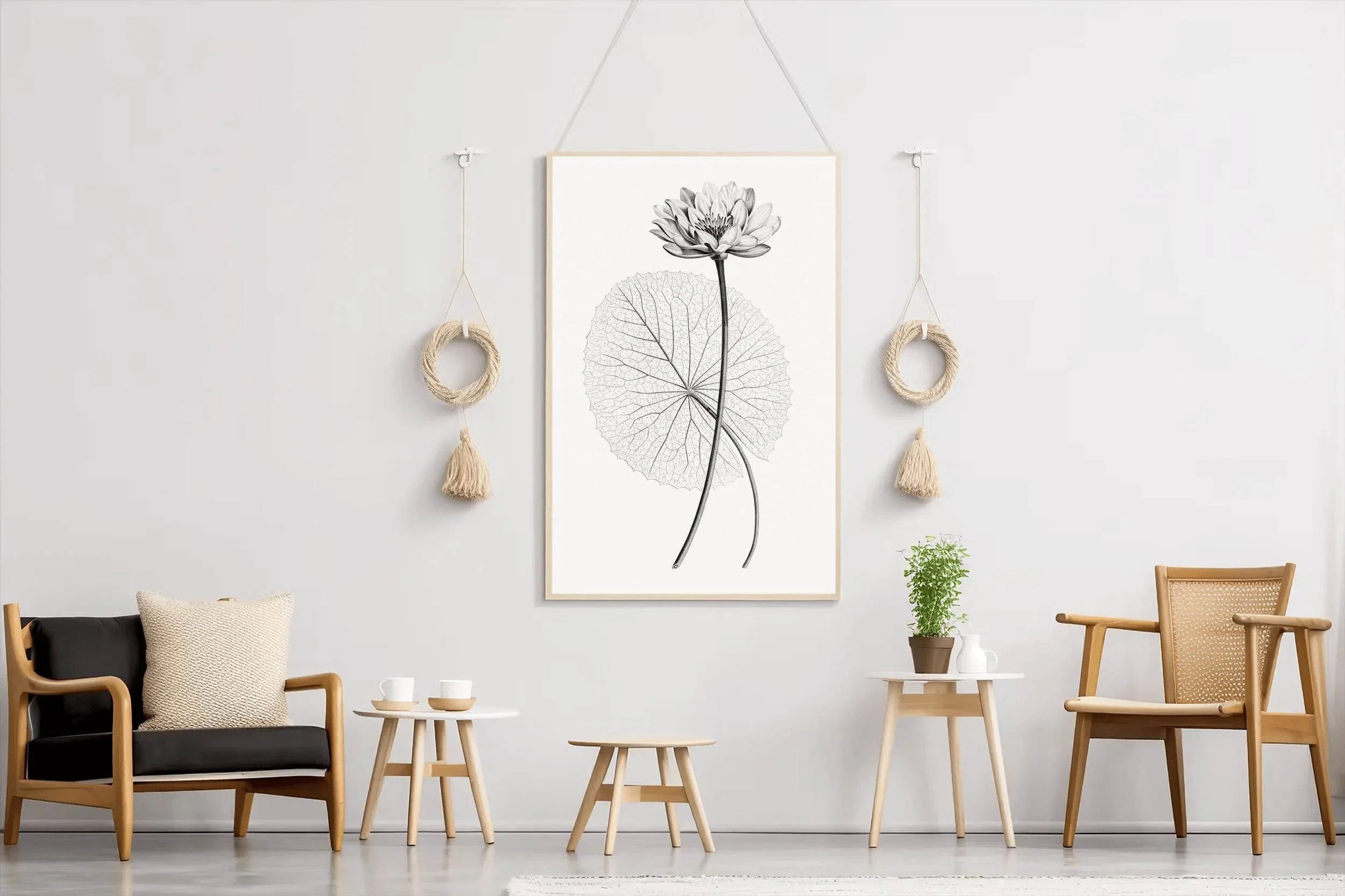 Vintage Lotus Black & White Wall Art - beink online art store