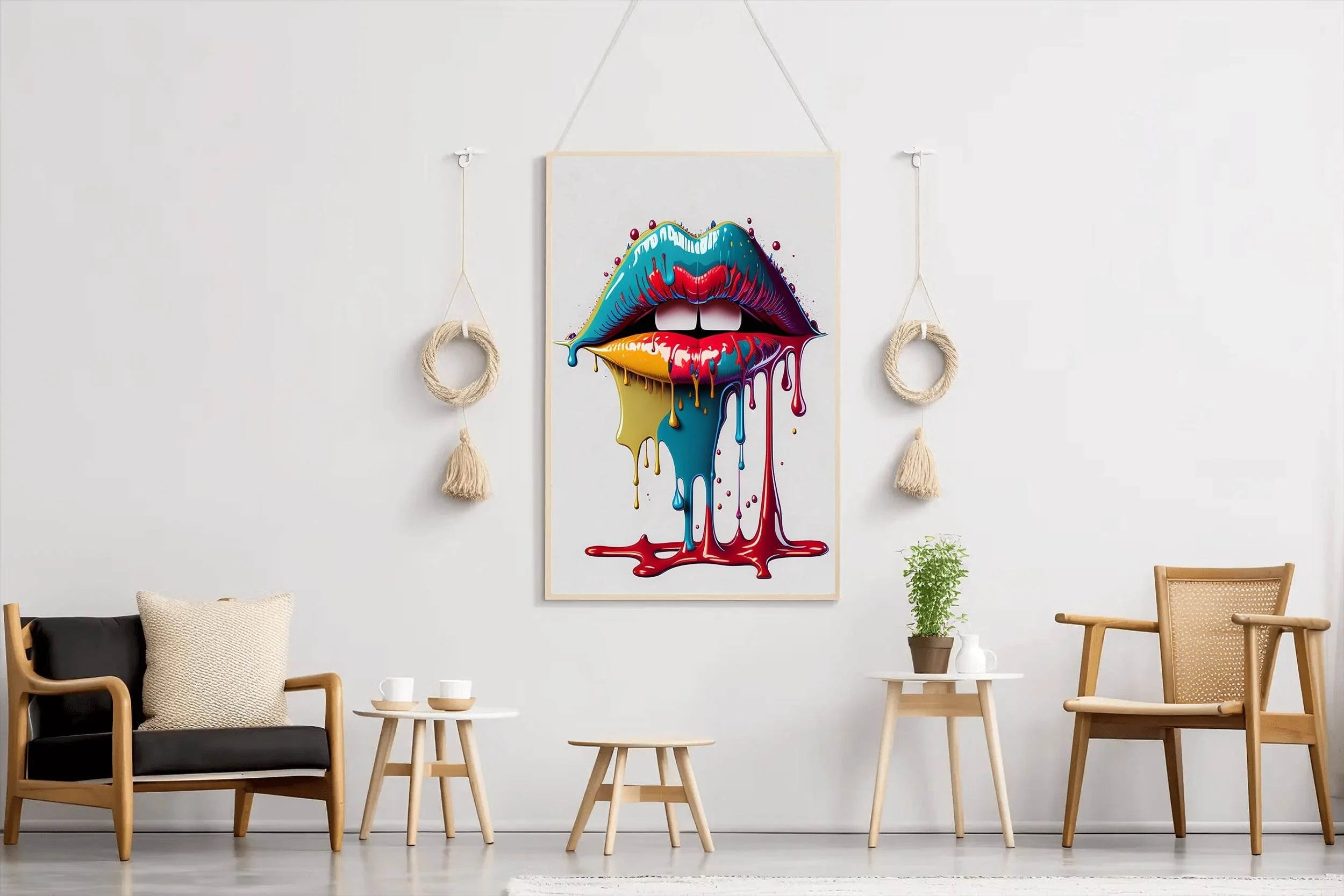 Woman Lips With Colorful Lipstick Wall Art - beink online art store
