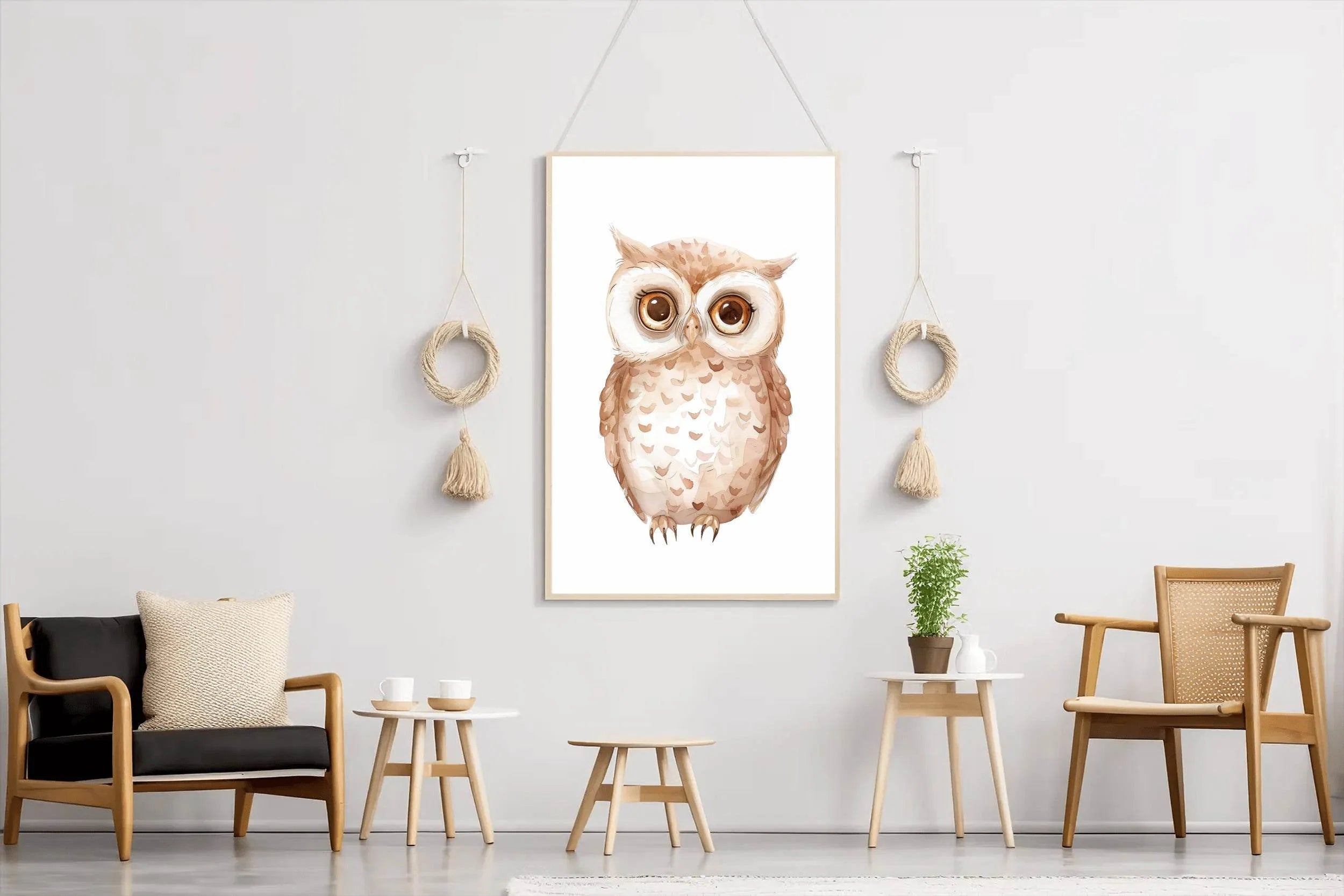 Drawing of Cute Little Owl Wall Art - beink online art store