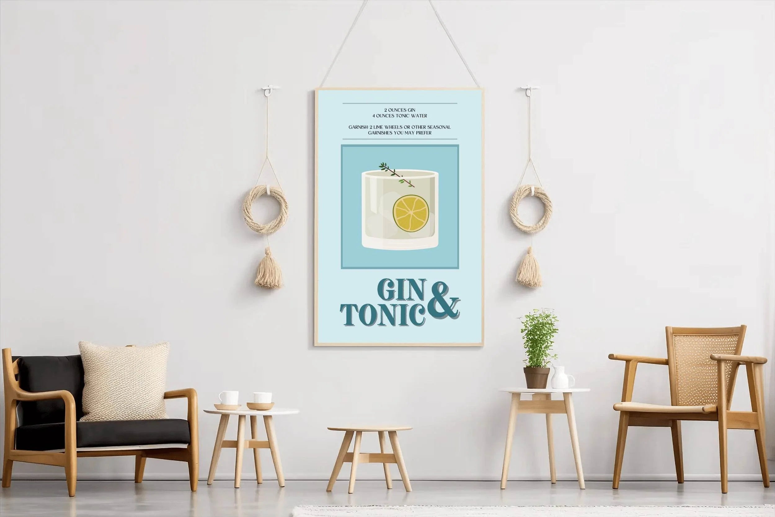 Lemon Gin And Tonic Cocktail Wall Art - beink online art store