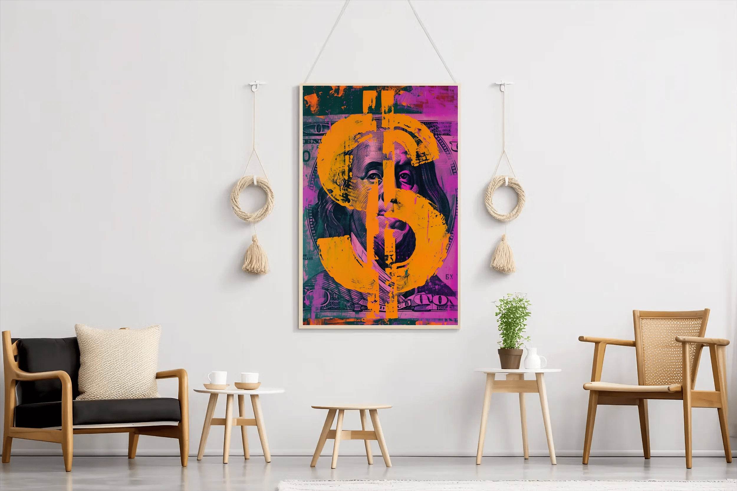 Colorful Dollar Ben Franklin Wall Art - beink online art store