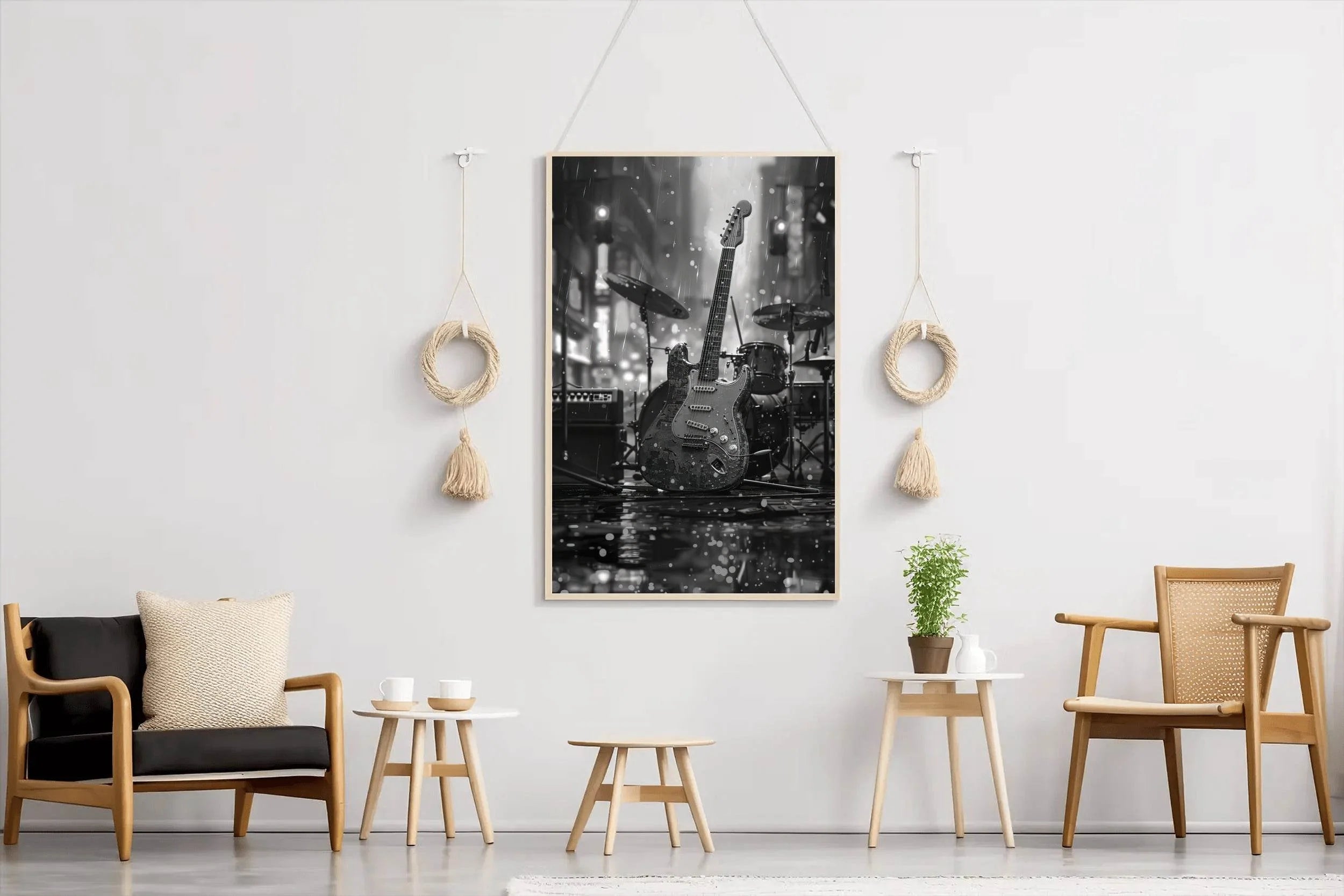 Guitar Left In The Rain Wall Art - beink online art store