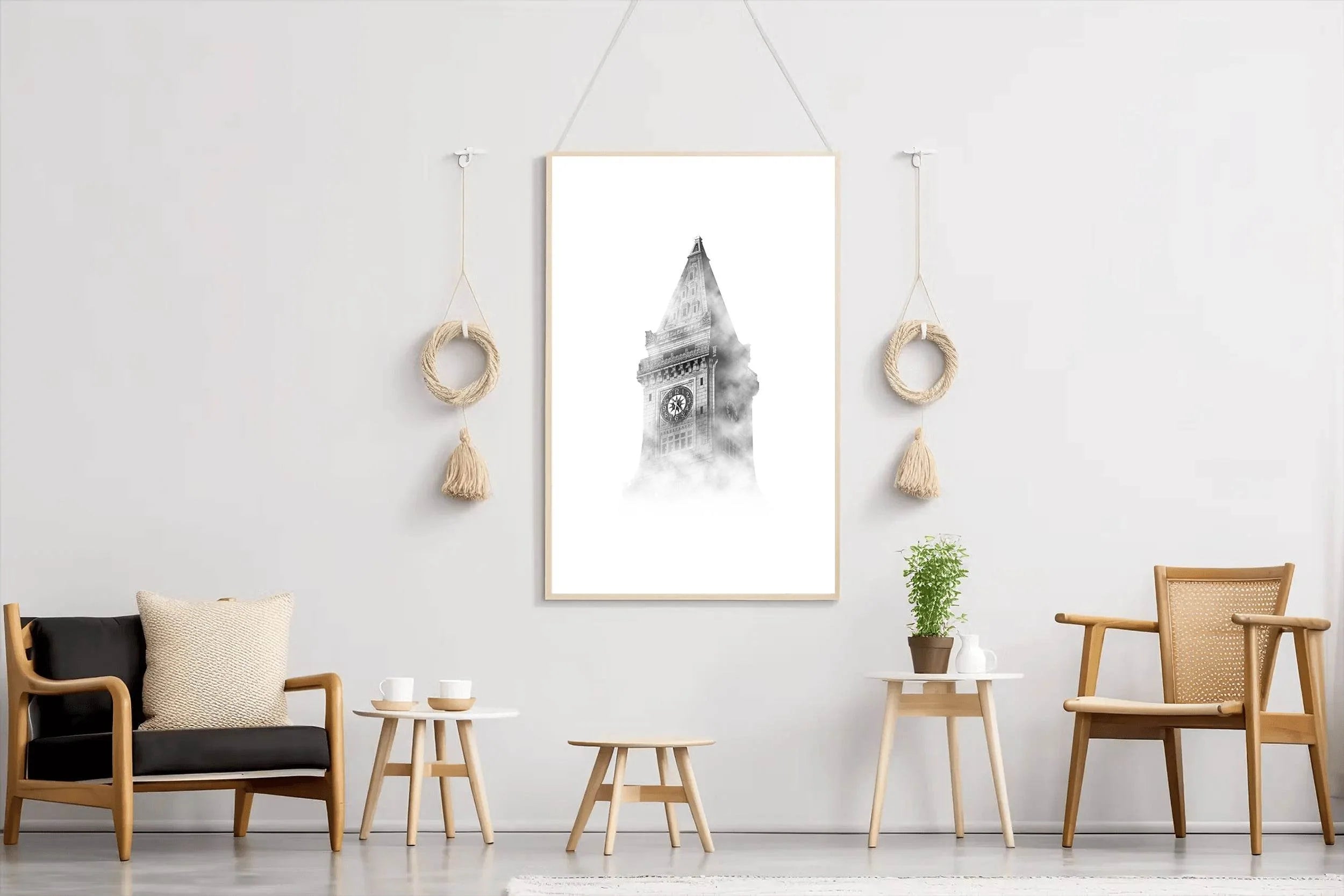 Clock Tower Black & White Wall Art - beink online art store