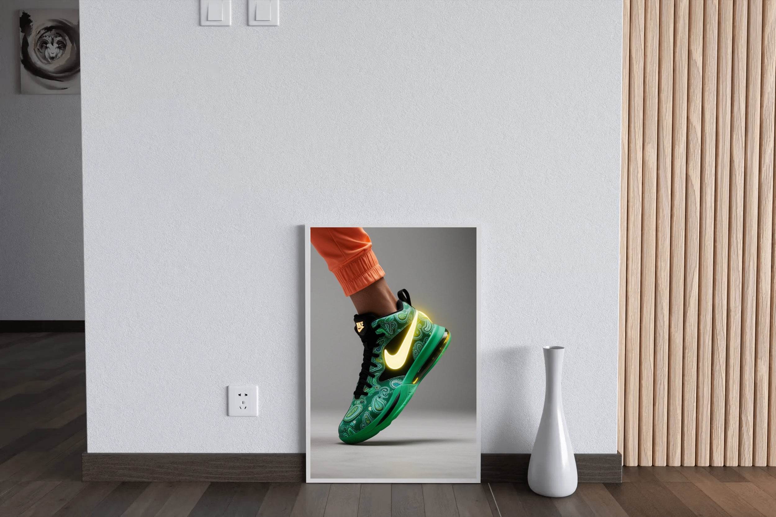 Nike Green Sports Shoes Wall Art - beink online art store