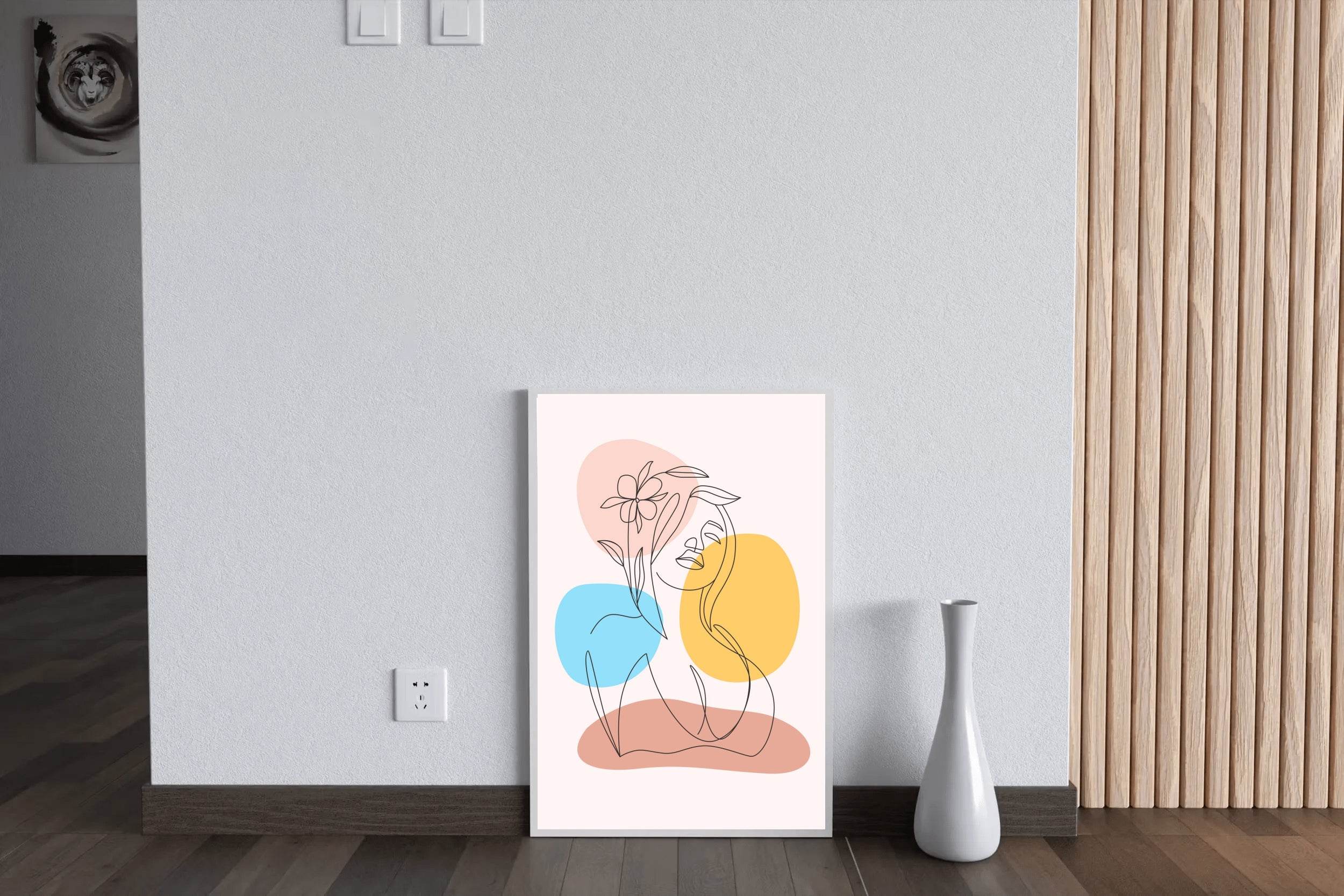Minimal Woman With a Head Flower Wall Art - beink online art store