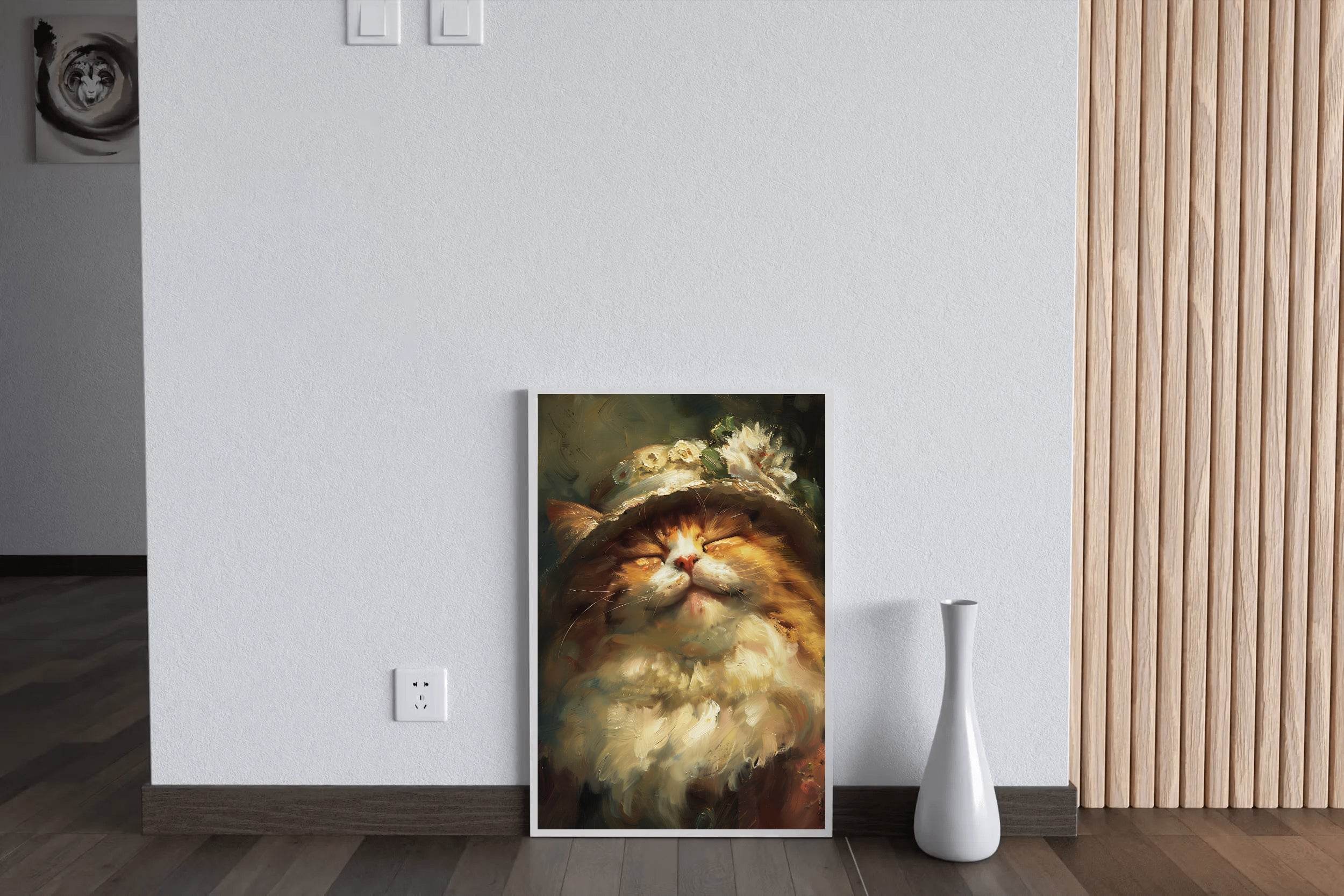 Watercolor Brush Strokes Sleeping Cat Painting - beink online art store
