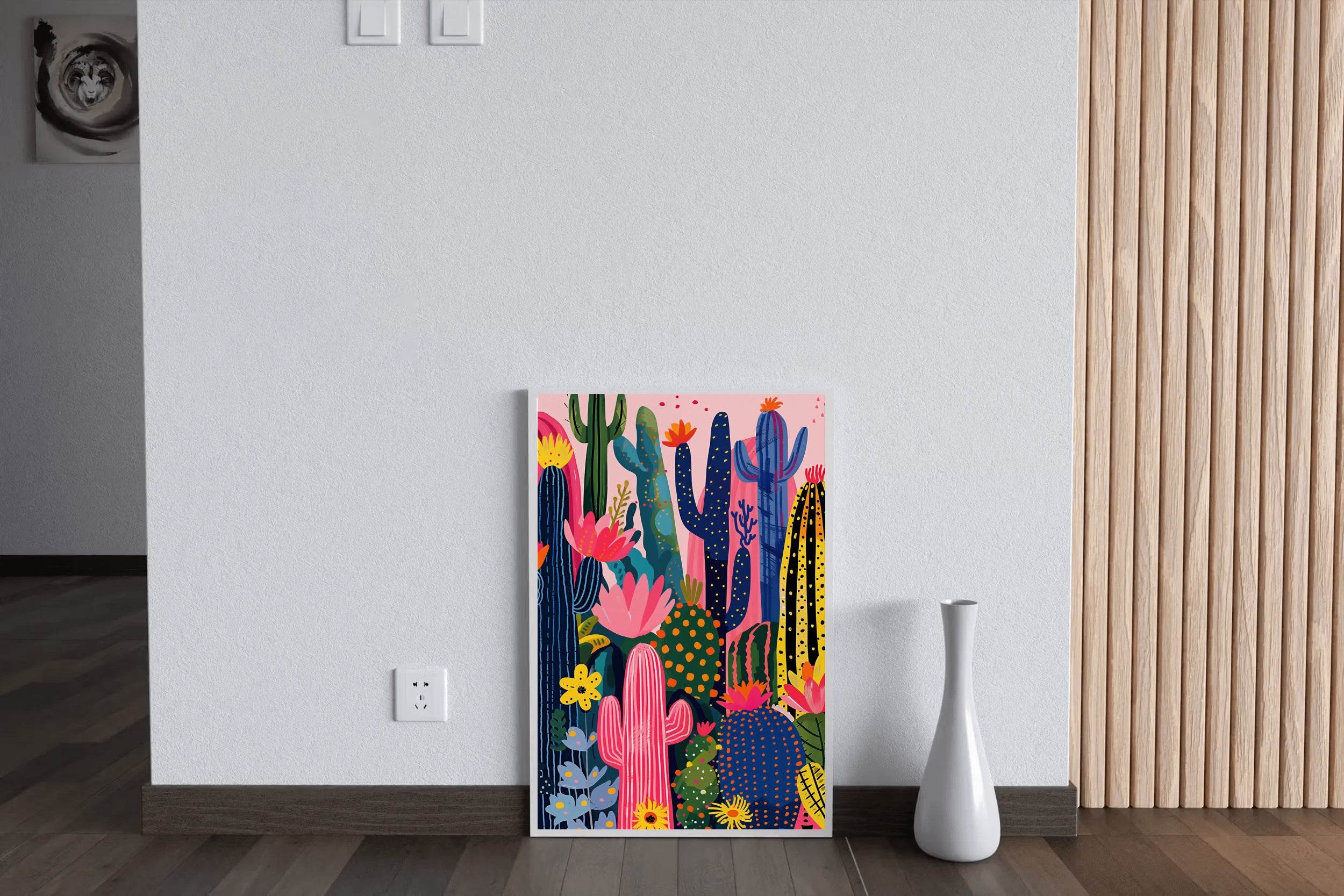 Colorful Cactus Garden Wall Art - beink online art store