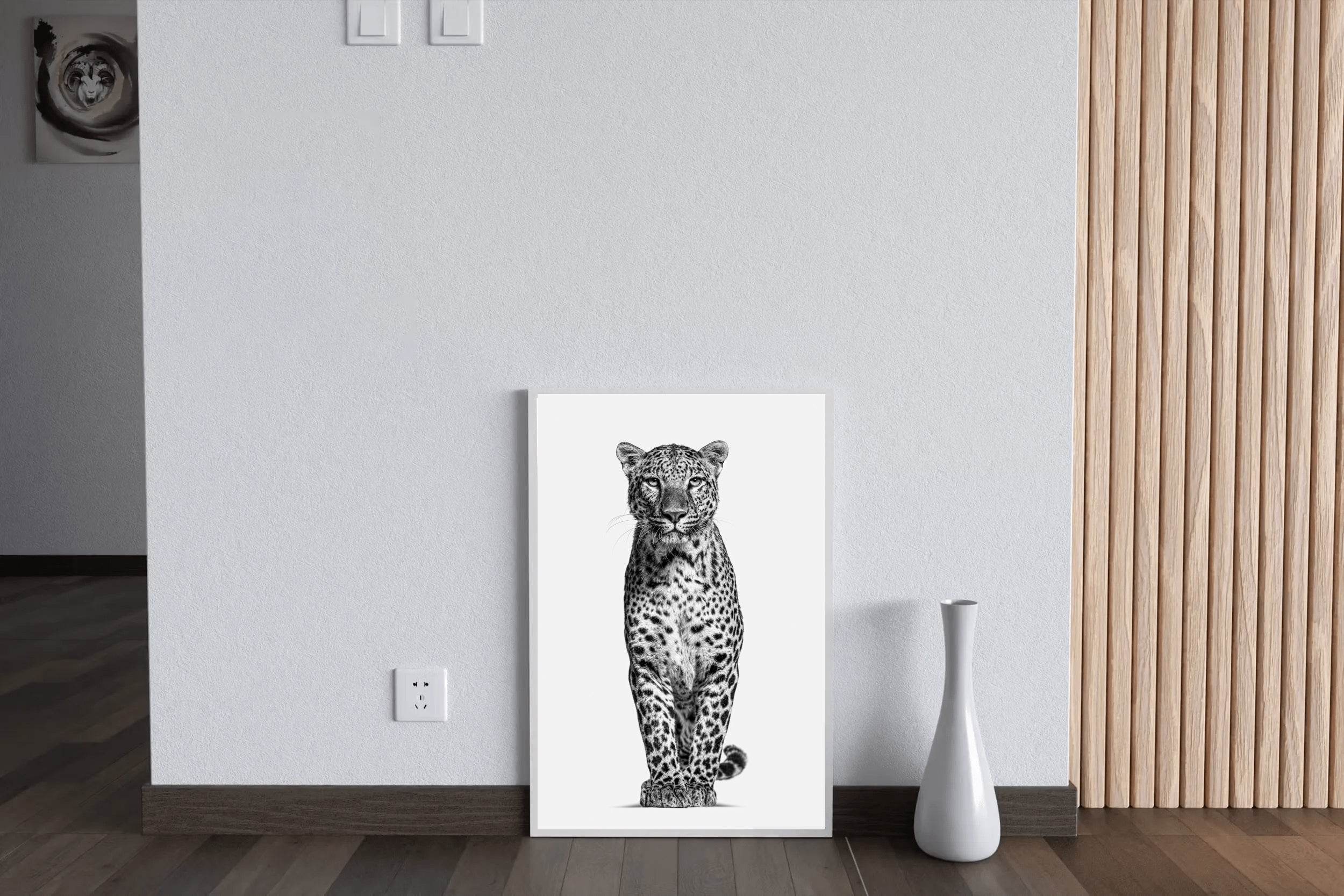 African Leopard Black & White Wall Art - beink online art store