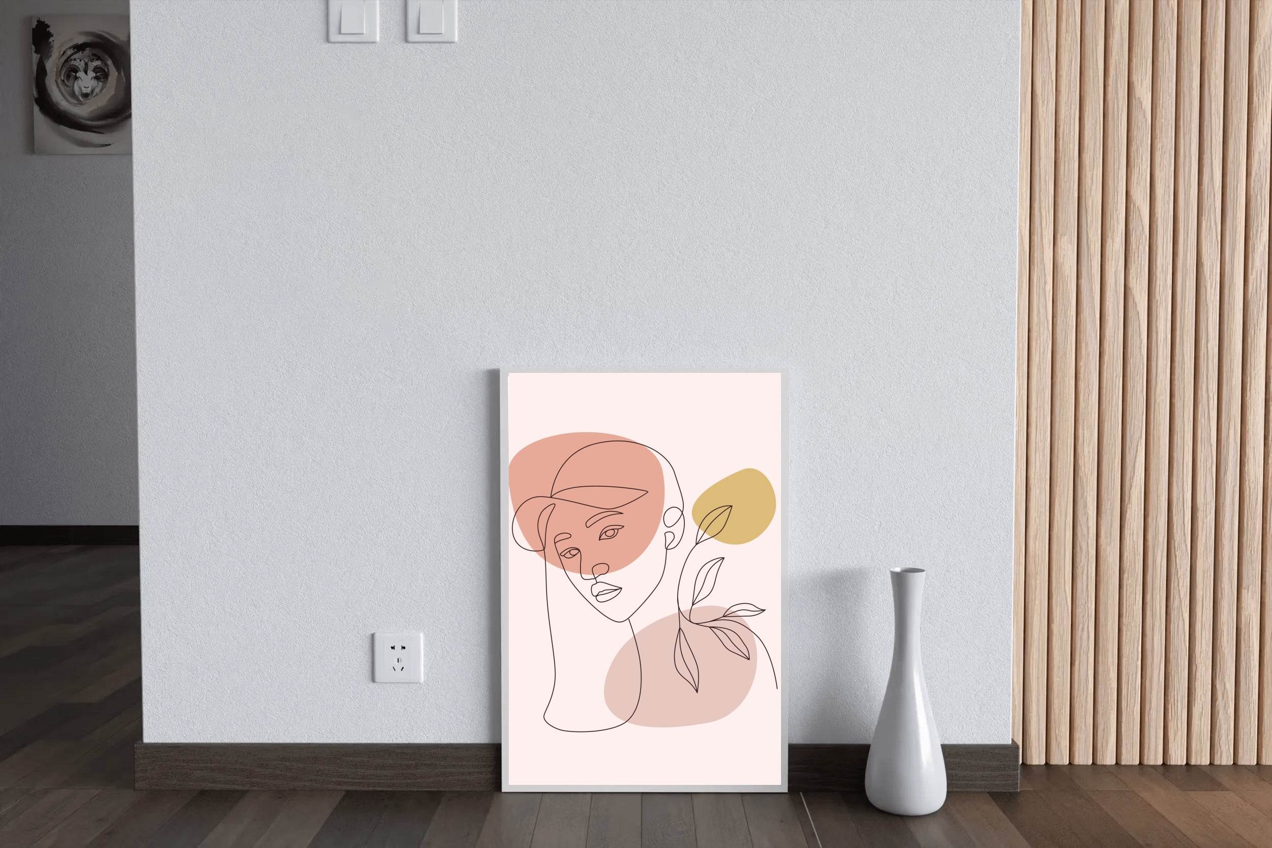 Minimal Design Of a Woman With a Hat Wall Art - beink online art store