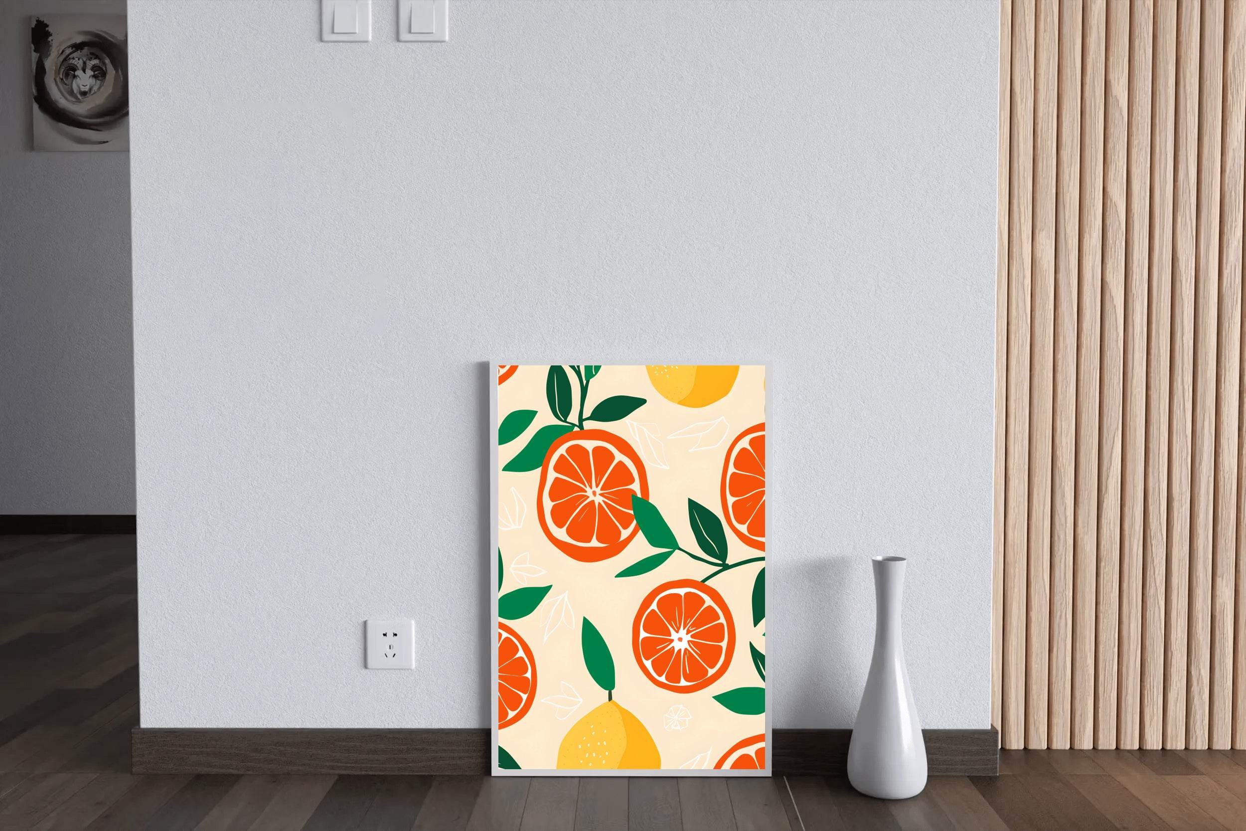 Drawing Of a Cut Orange Wall Art - beink online art store