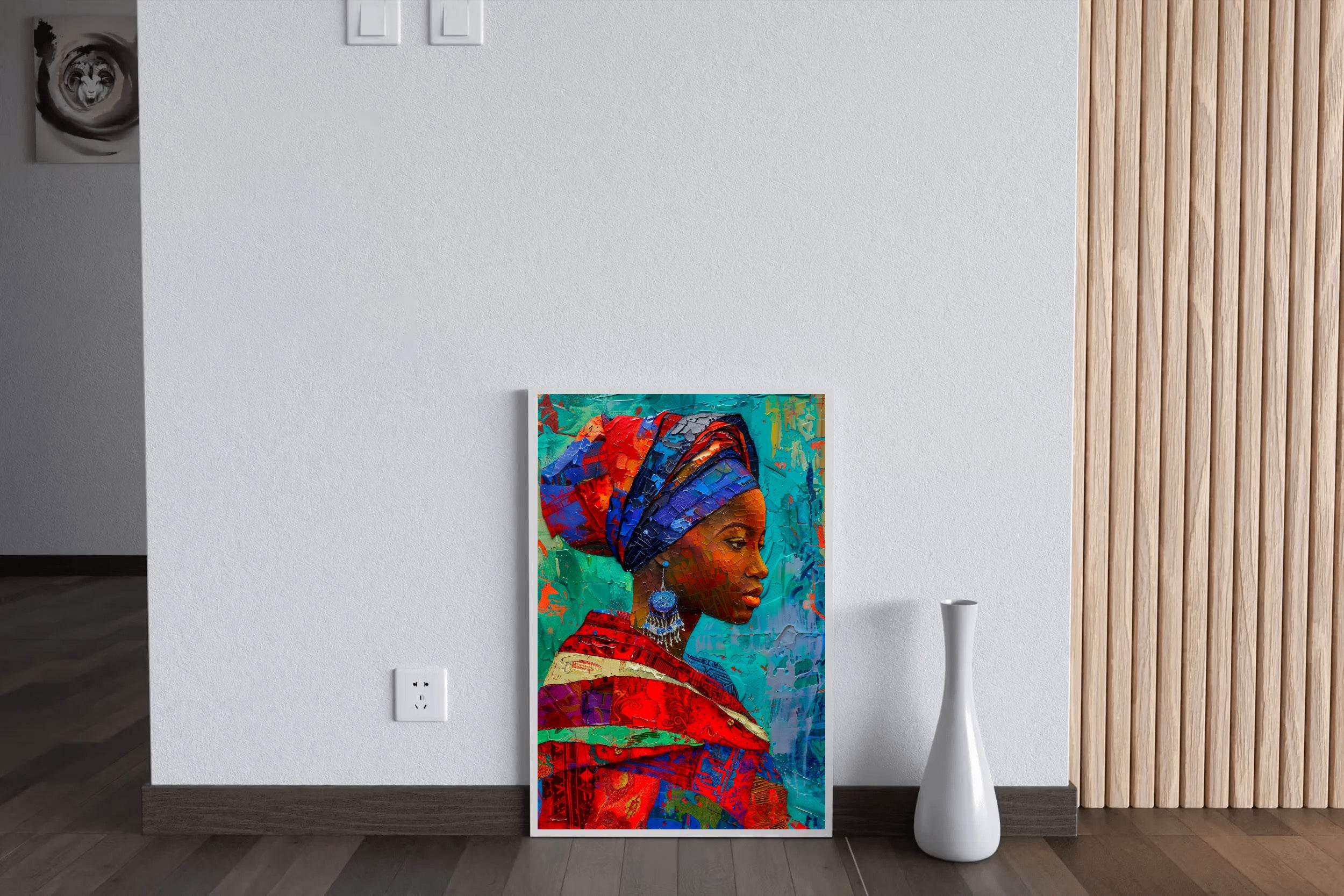 Colorful Scarf African Woman Wall Art - beink online art store