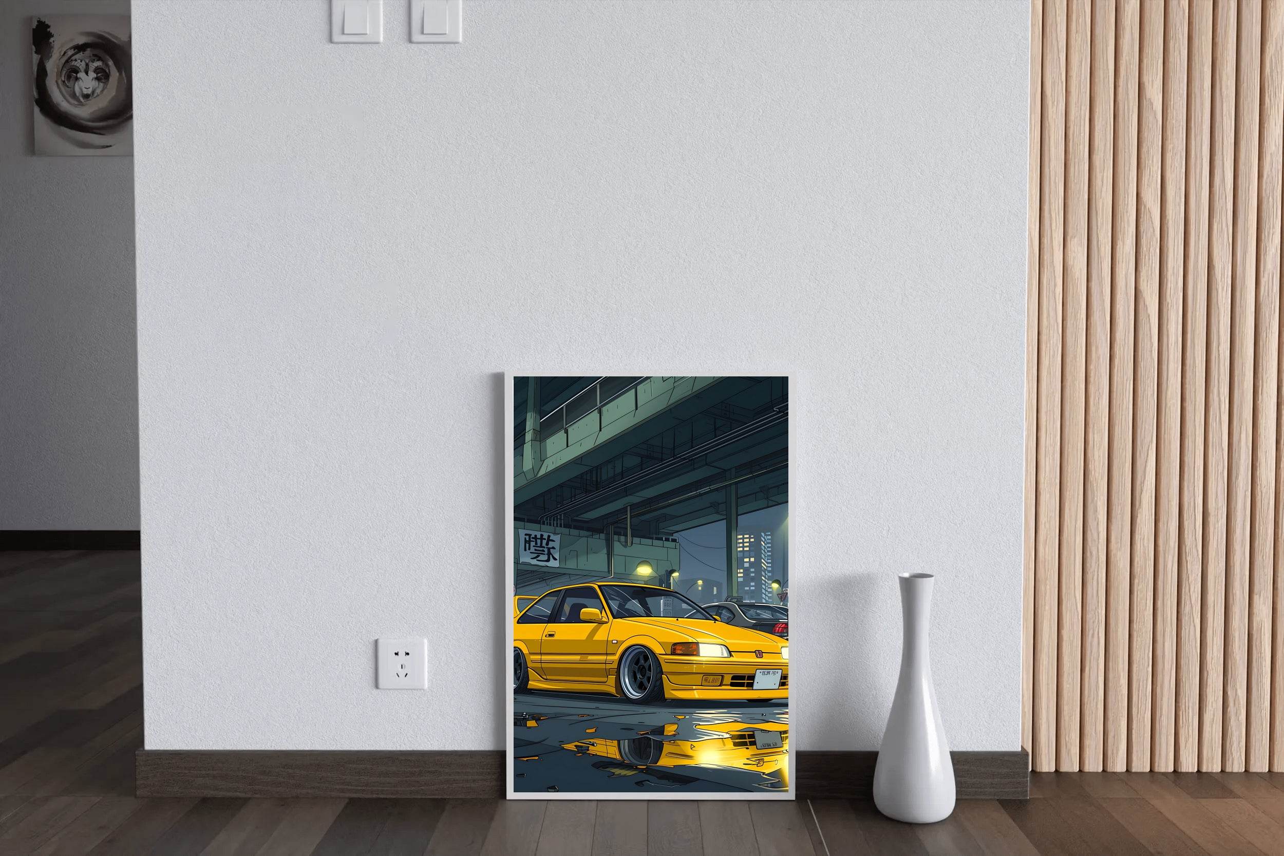 Car Honda Civic Yellow Wall Art - beink online art store