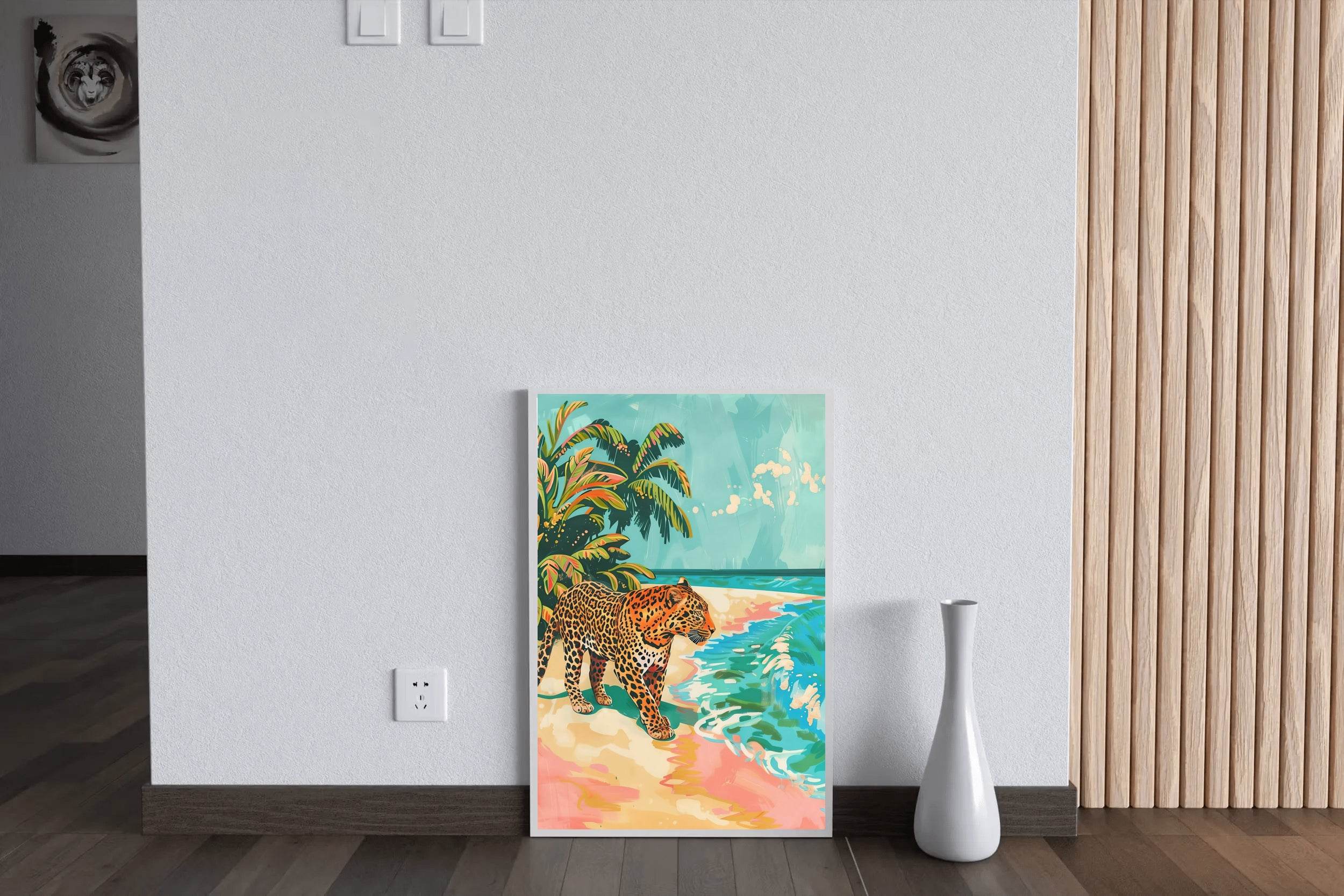 Leopard on the Beach Wall Art - beink online art store