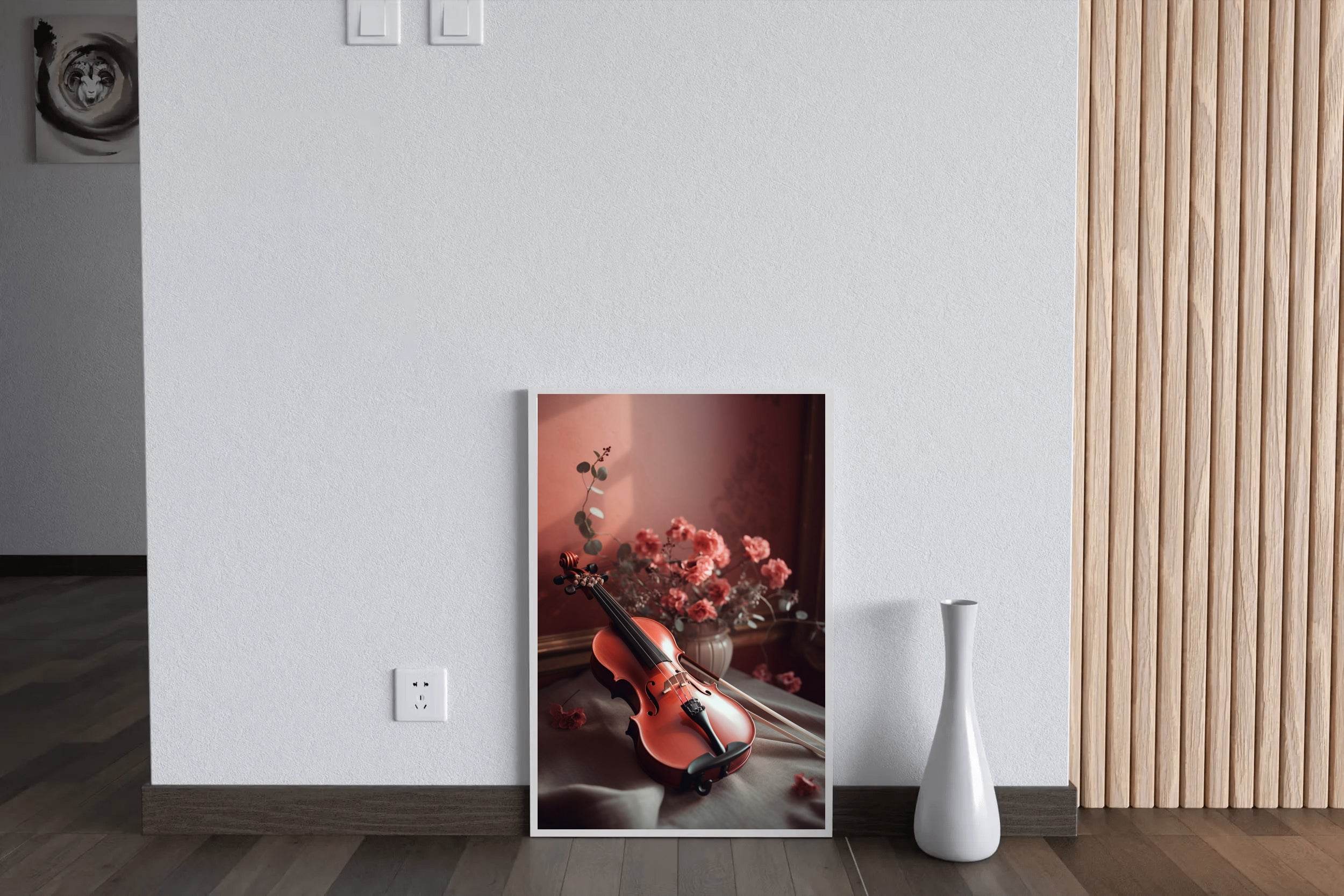 Stock Wooden Violin Next To The Vase Wall Art - beink online art store