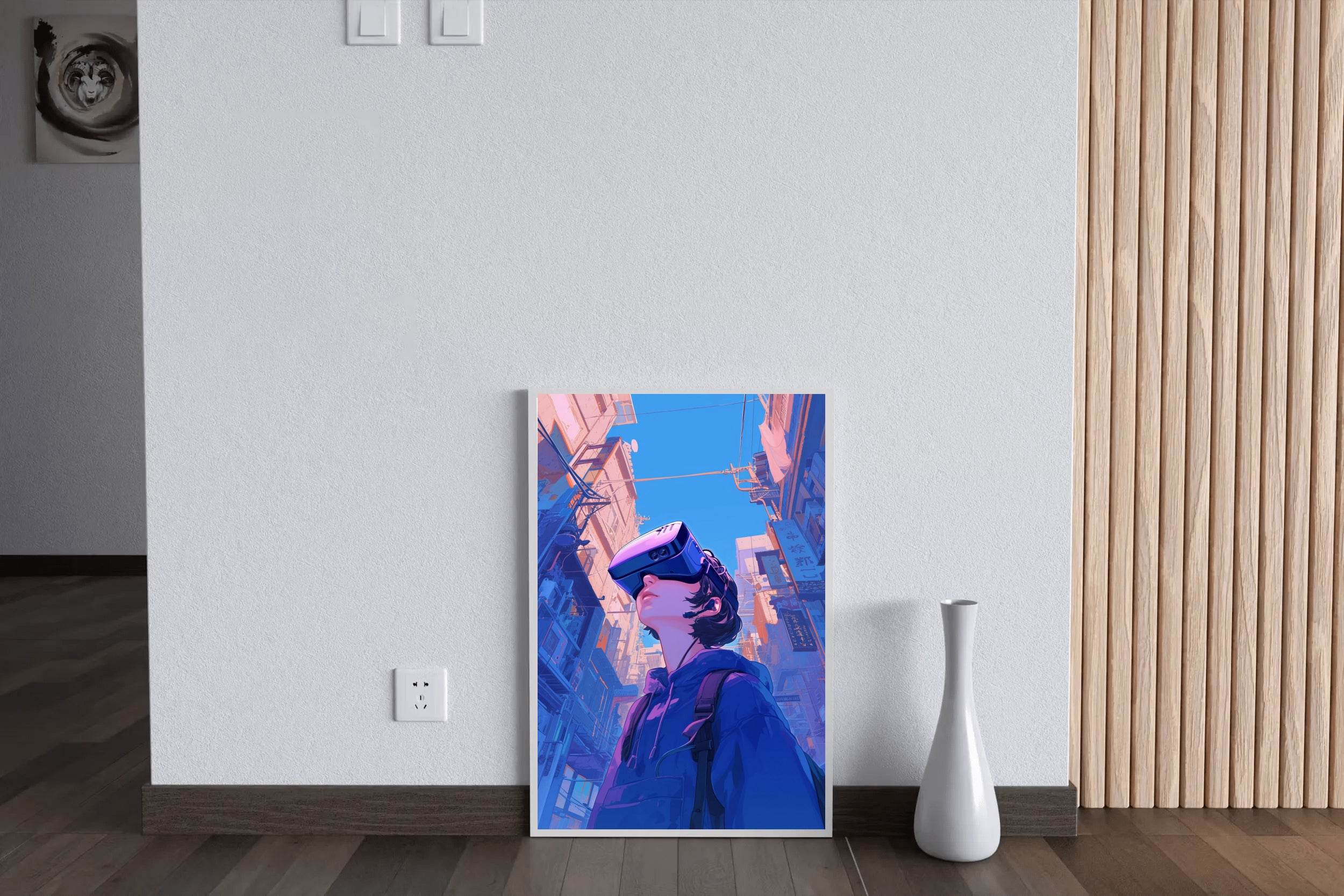 Anime Character with Virtual Reality Glasses Wall Art - beink online art store