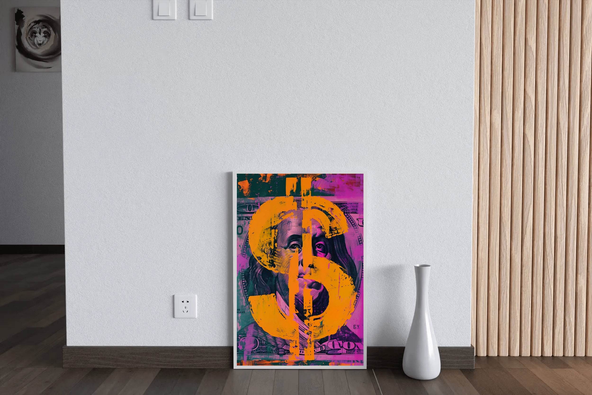 Dollar Sign Overlaying Benjamin Franklin's Portrait Wall Art - beink online art store