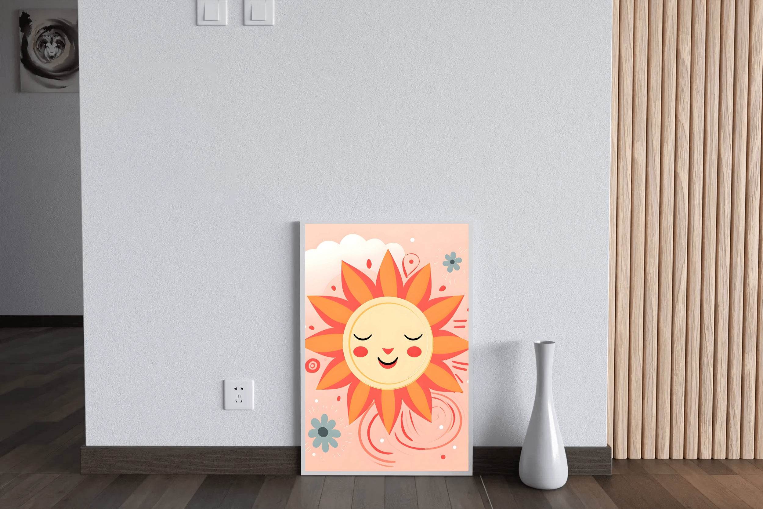 Painting of Shy Sun With Cloudy Background - beink online art store