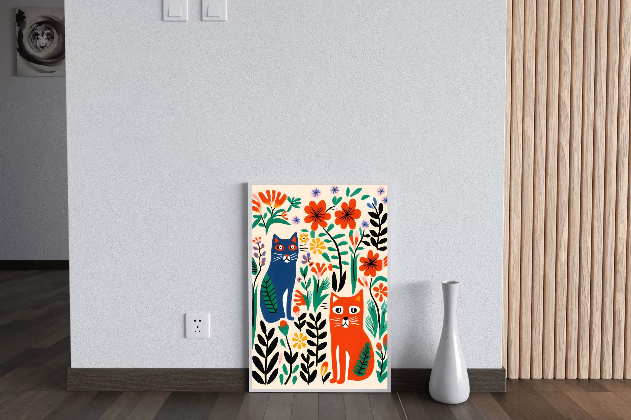 Painting Colored Cats Among Flowers Art - beink online art store